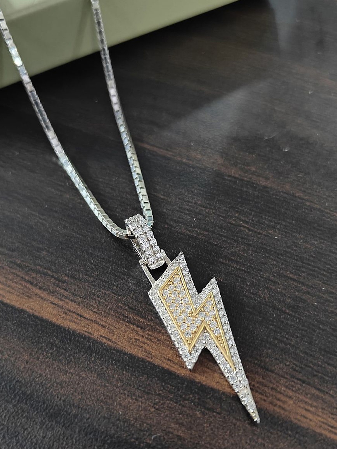 

LeCalla 925 Sterling Silver 14K Gold-Plated Cubic Zirconia Studded Pendant With Chain
