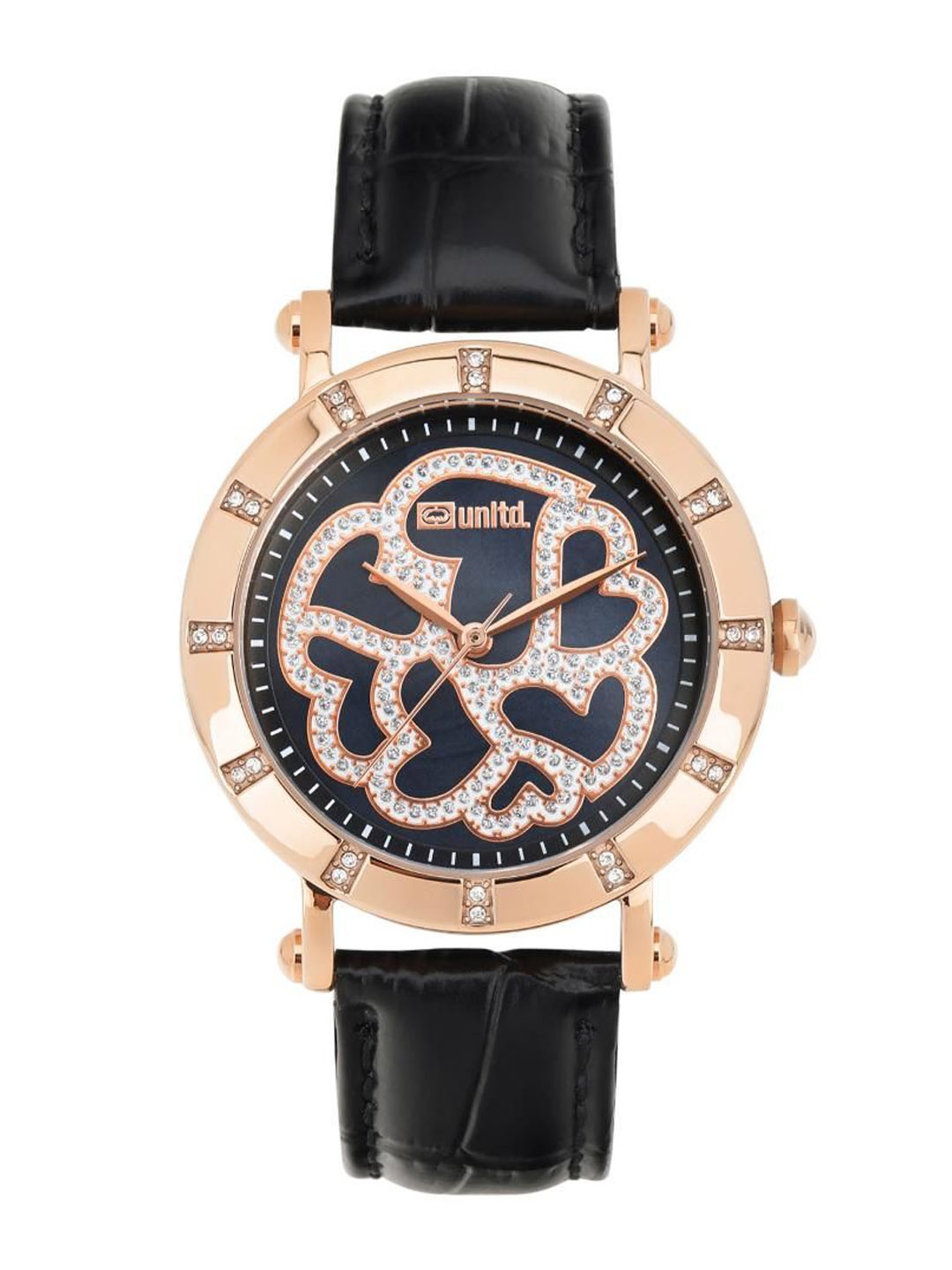 

unltd. Women Brass Dial & Leather Straps Analogue Watch UNL010002, Black