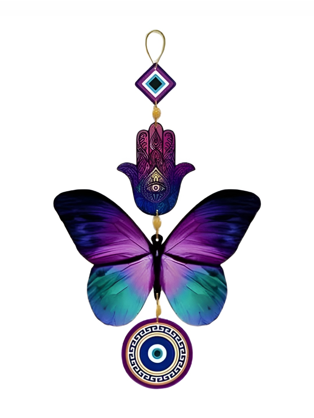 

Webelkart Purple & Blue Butterfly Evil Eye Wall Hanging