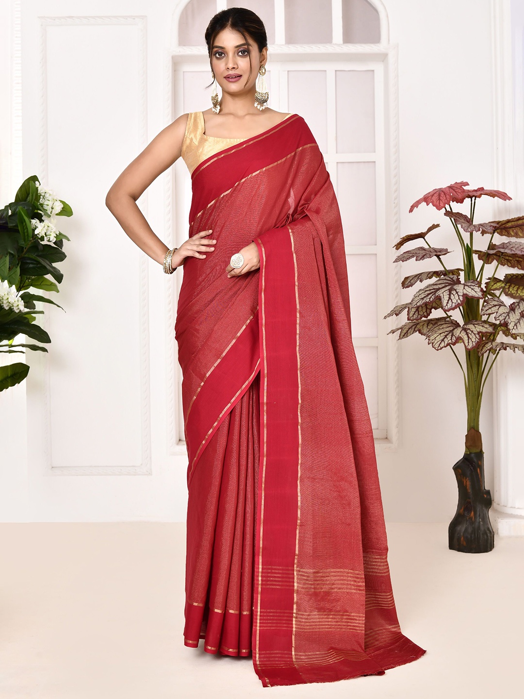 

THREAD SAGA Zari Banarasi Saree, Pink
