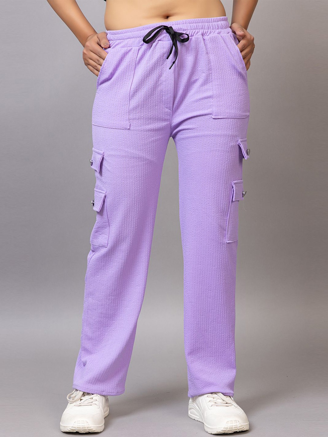 

PROBASIC Women Mid-Rise Relexed Fit Cotton Cargos, Purple