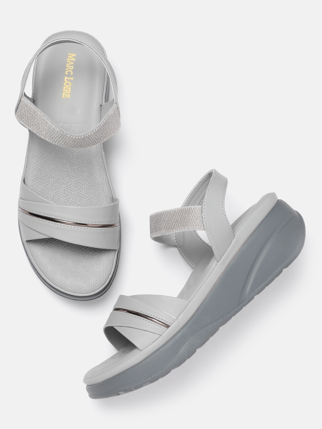 

Marc Loire Women PU Wedge Sandals, Grey