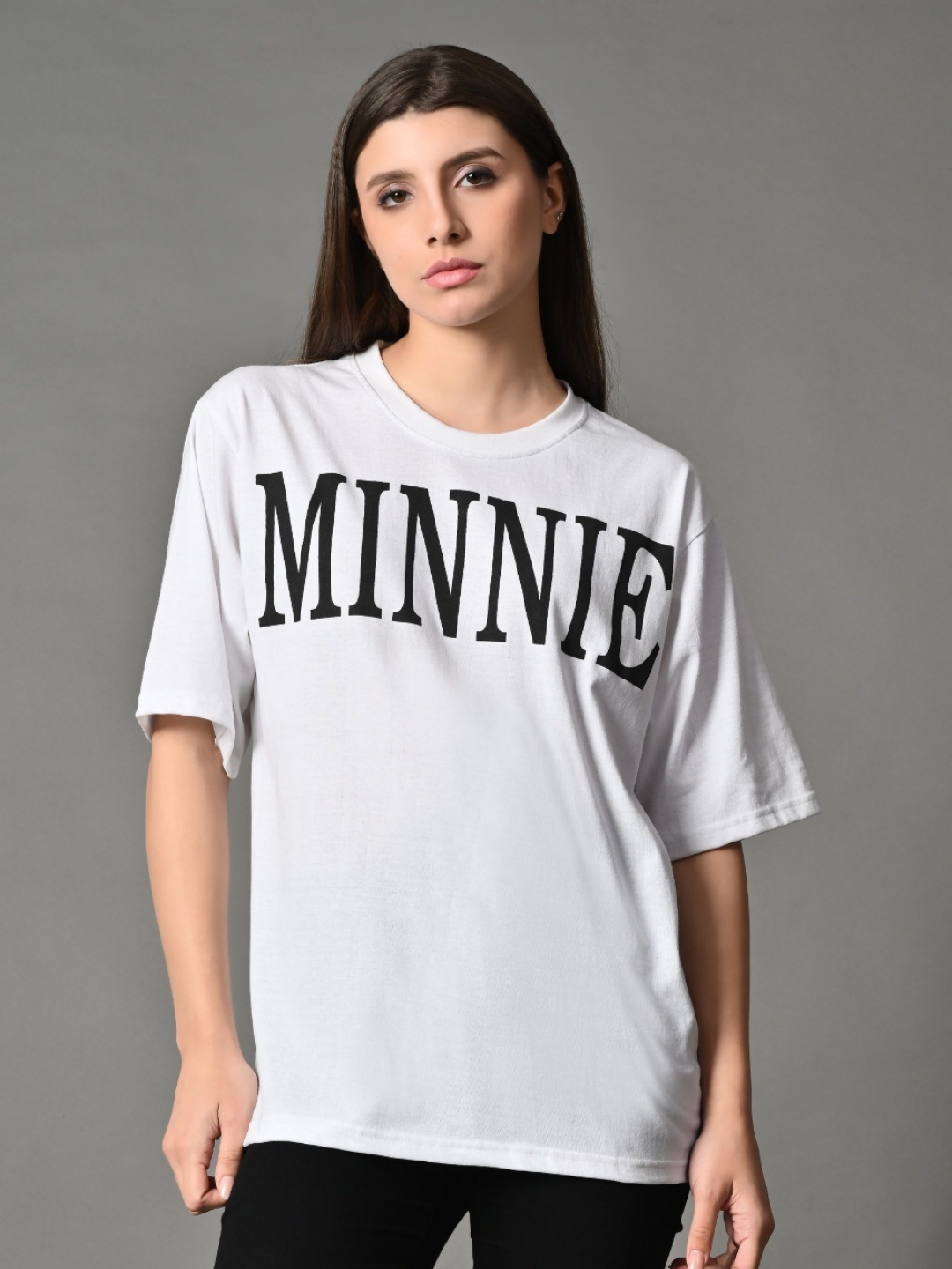 

CORSICA Women Minnie Mouse Bio Finish Graphic Printed Round Neck Cotton Oversized T-shirt, White