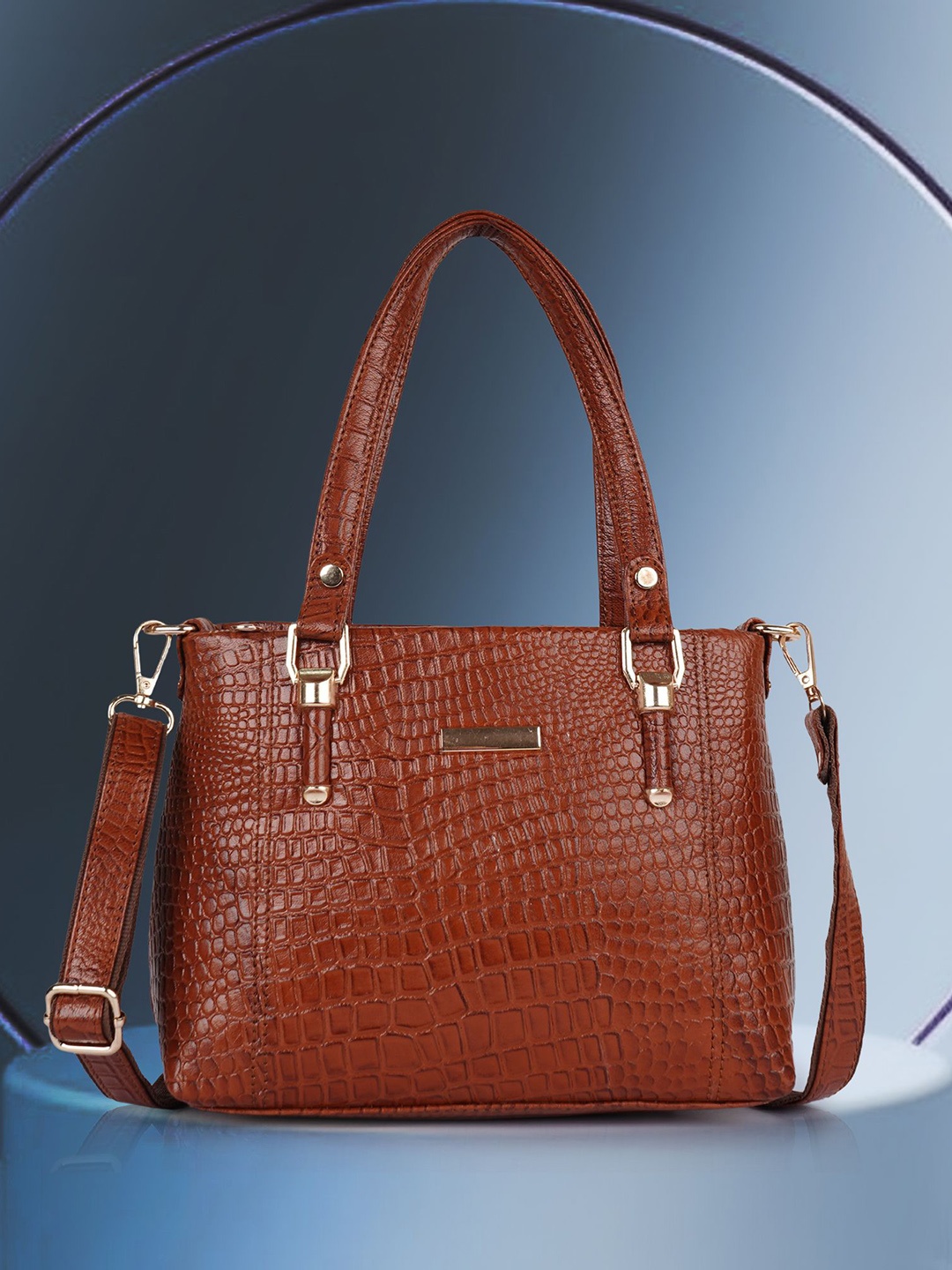 

SPOTIC Women Textured Structured Leather Shoulder Bag, Tan