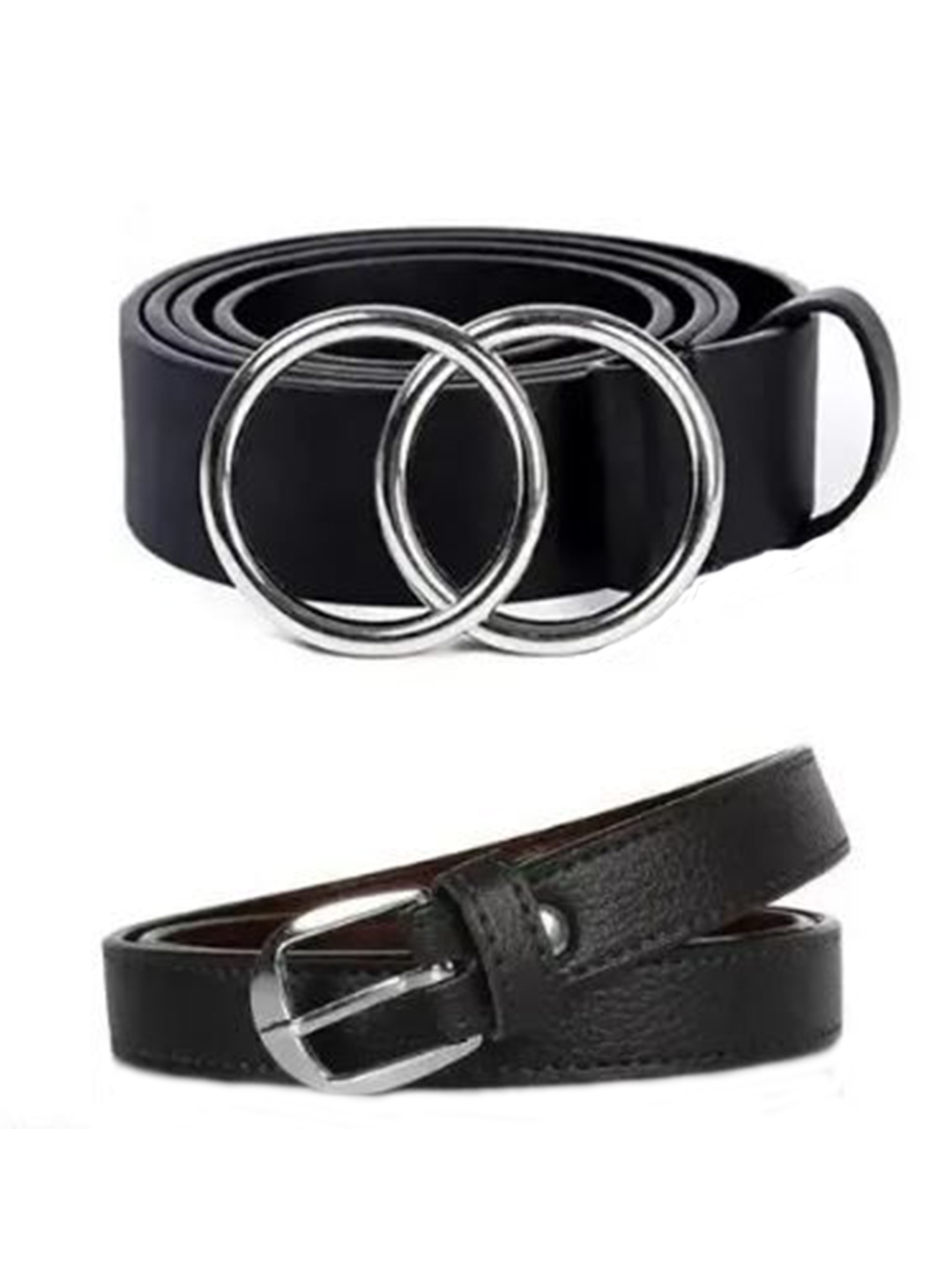 

HAPANI FASHION Women Pack Of 2 Leather Belt, Black