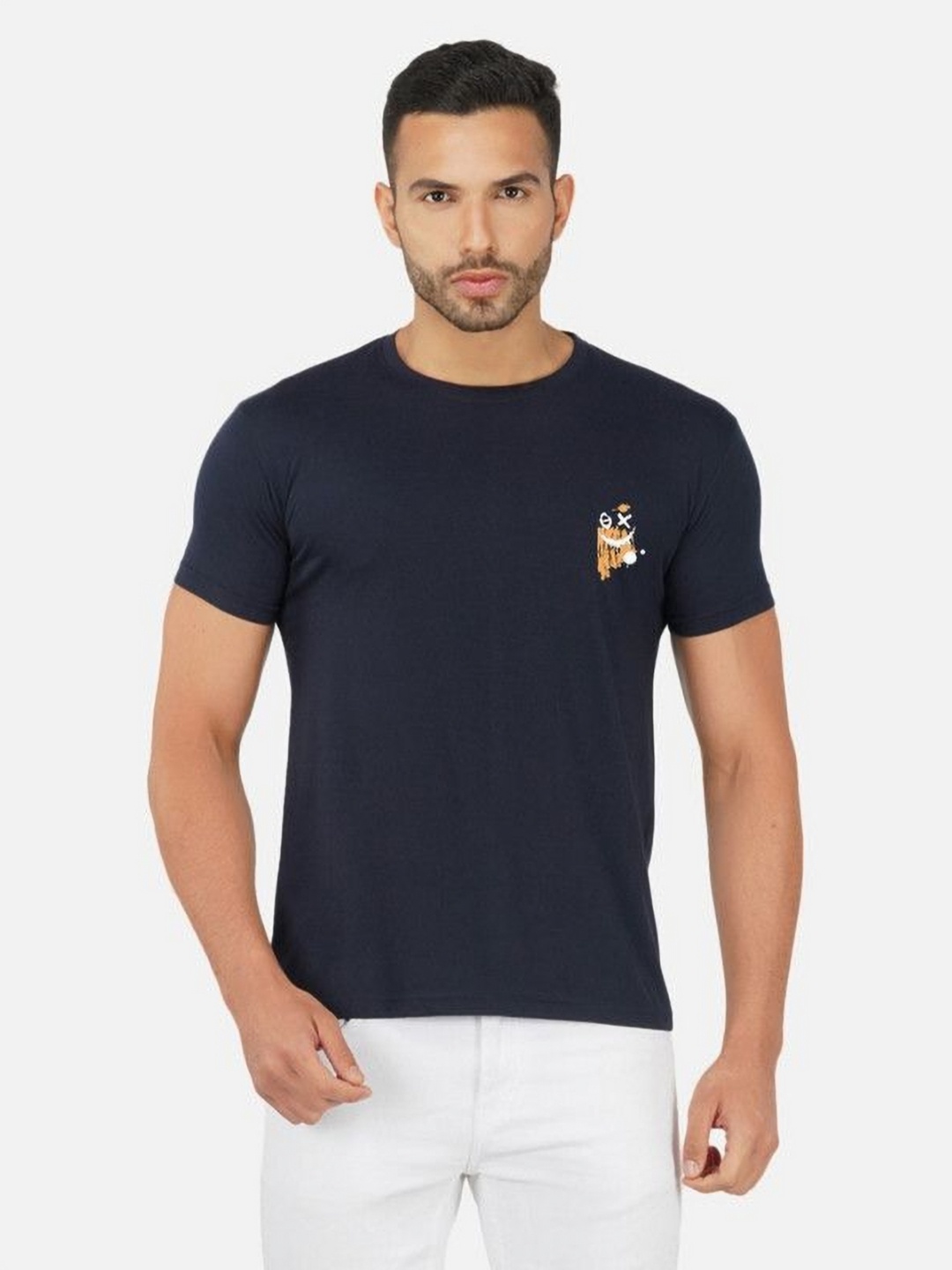 

Moda Rapido Men Bio Finish Graphic Printed Round Neck Cotton T-shirt, Navy blue