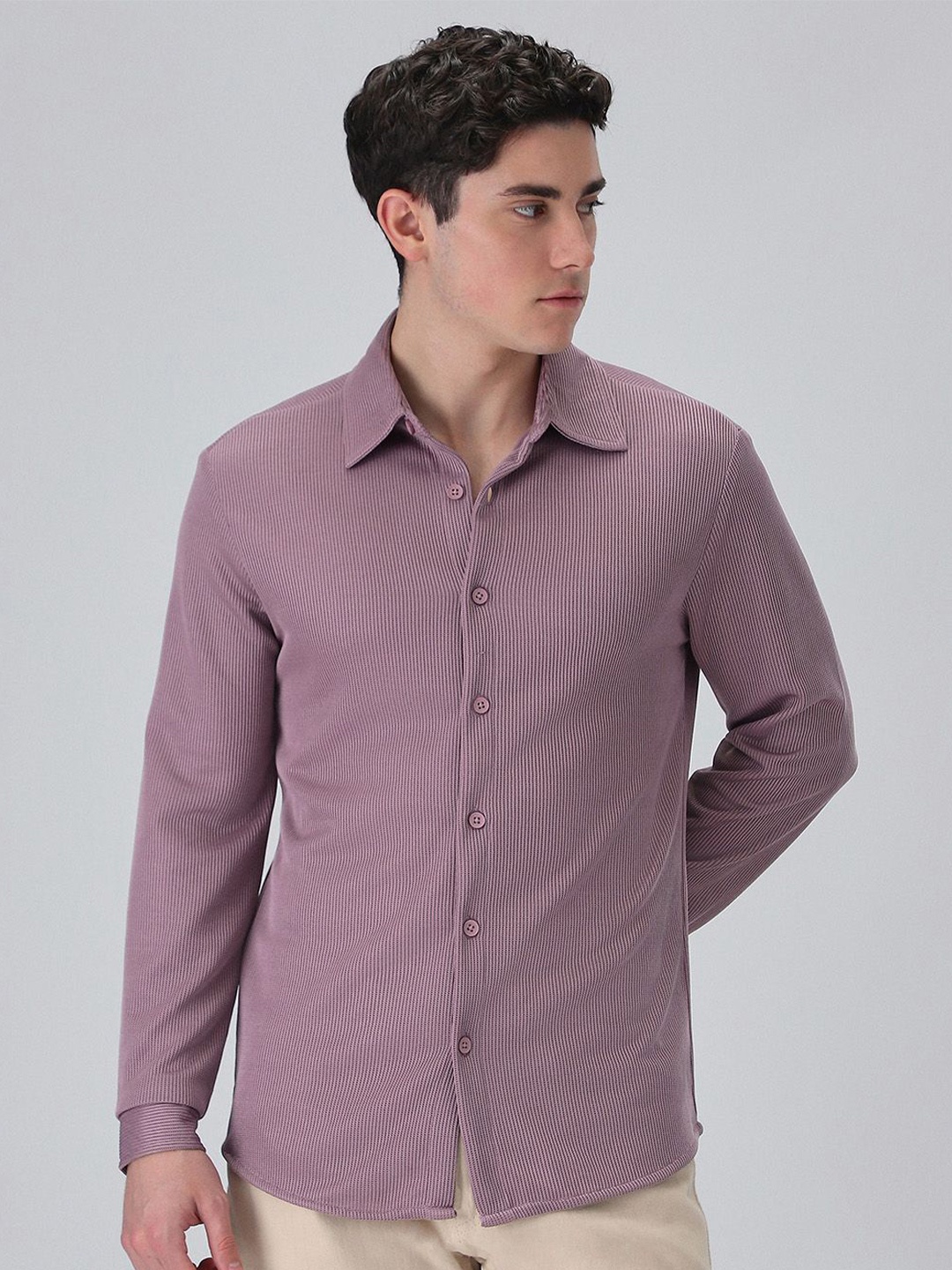 

Banana Club Men Classic Slim Fit Opaque Casual Shirt, Violet