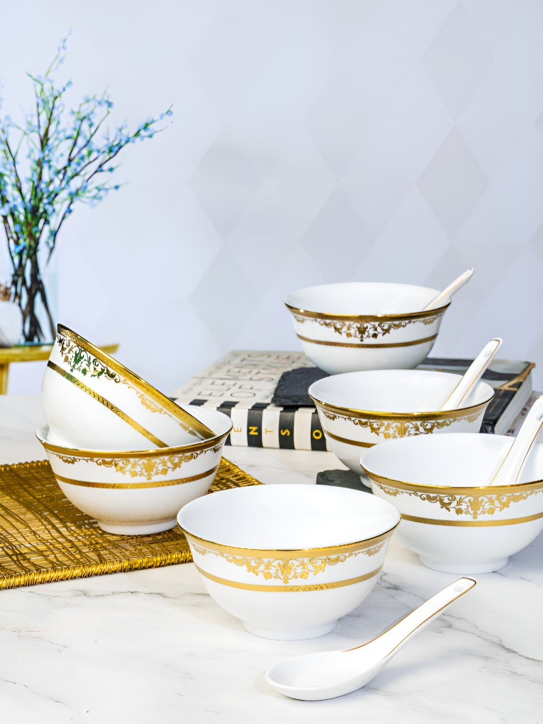 

Roxx White12 Pieces Porcelain Dishwasher Safe Serving Bowl, White