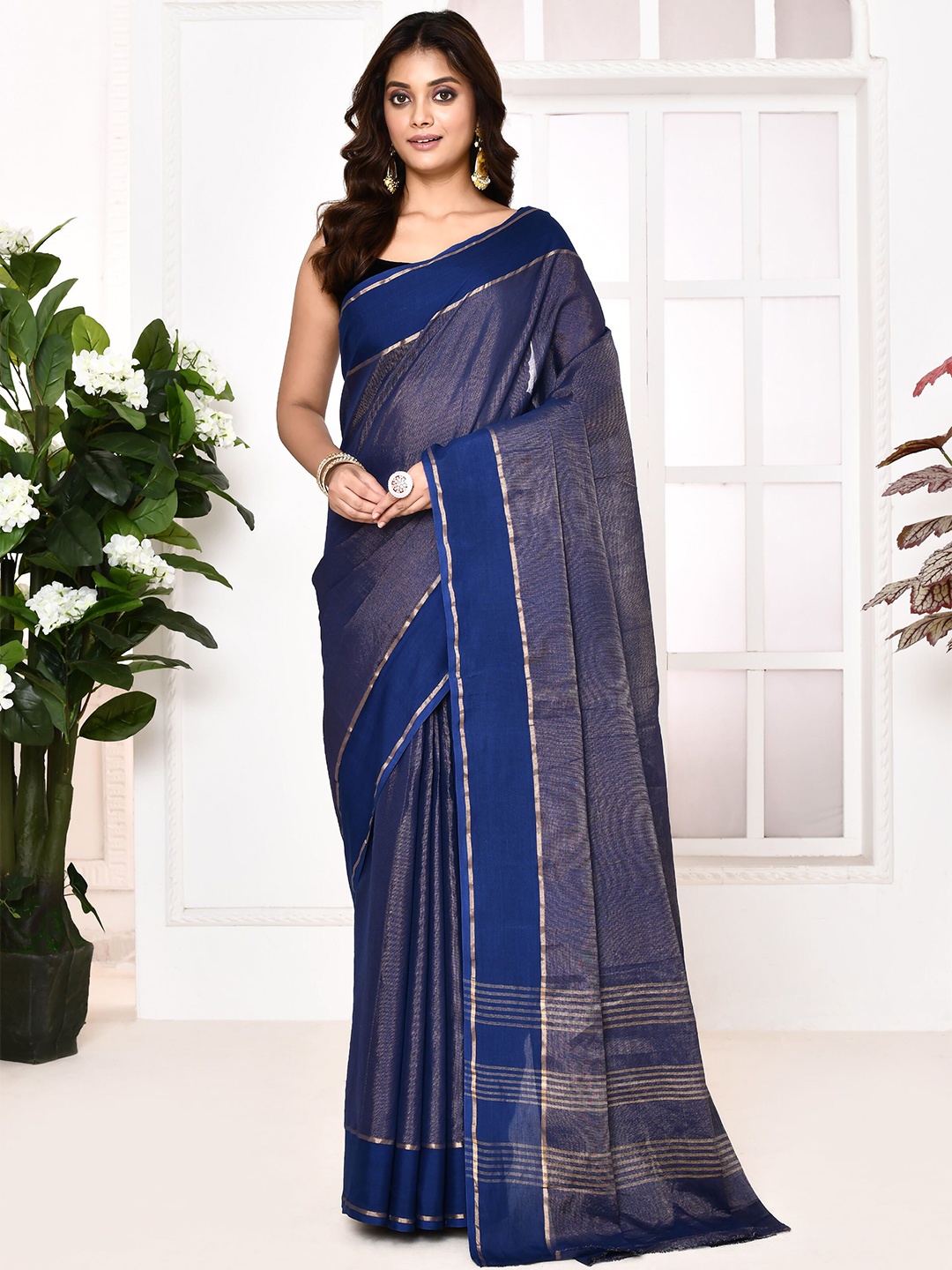 

THREAD SAGA Woven Design Zari Banarasi Saree, Blue
