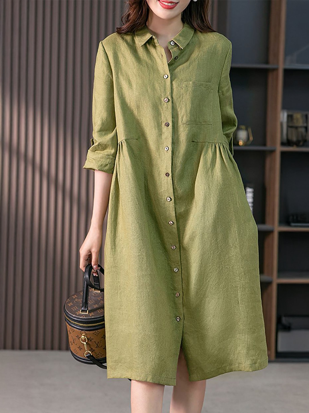 

StyleCast x Revolte Women Shirt Midi Dress, Green