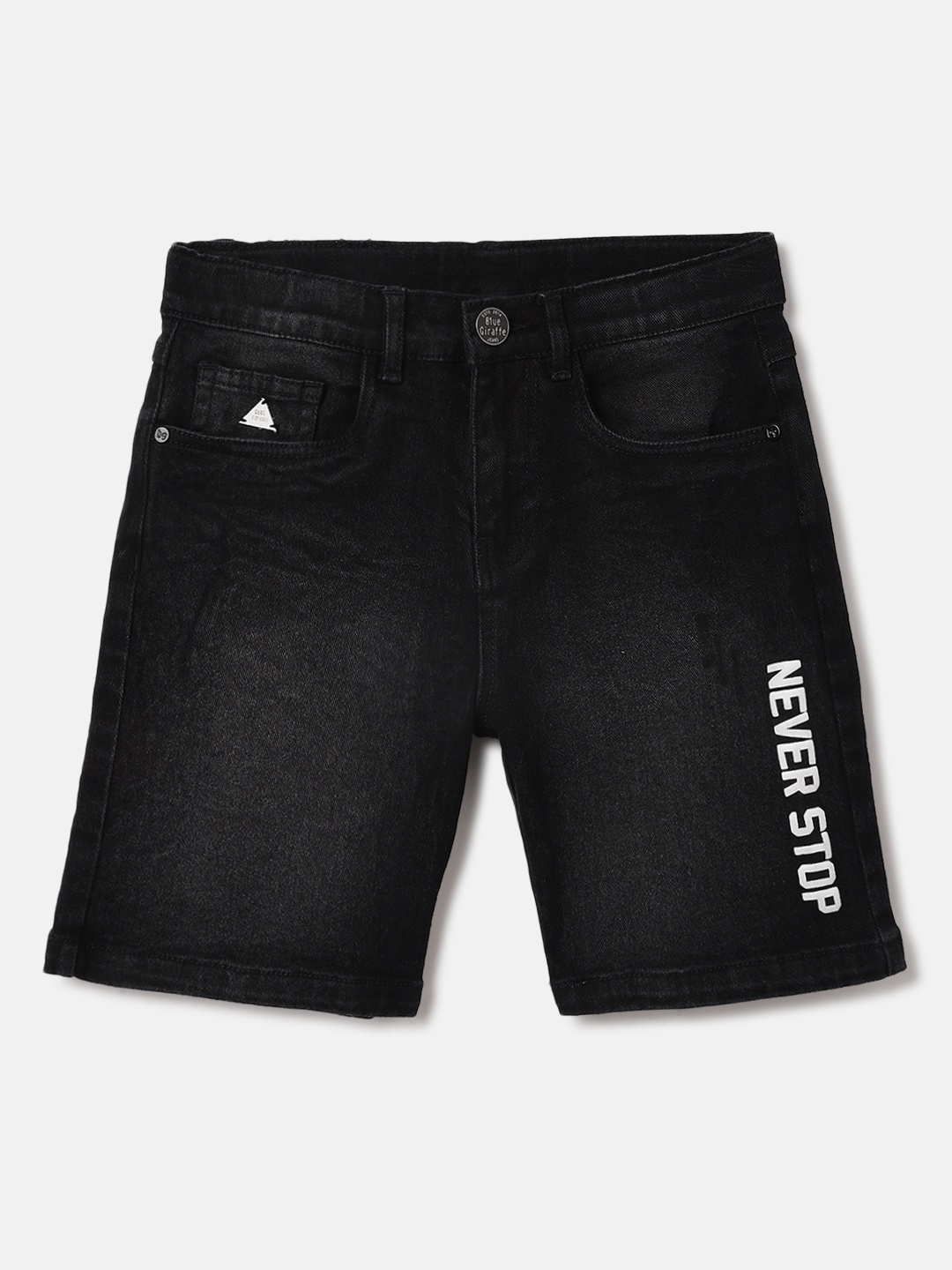 

Blue Giraffe Boys Mid Rise Cotton Denim Shorts, Black