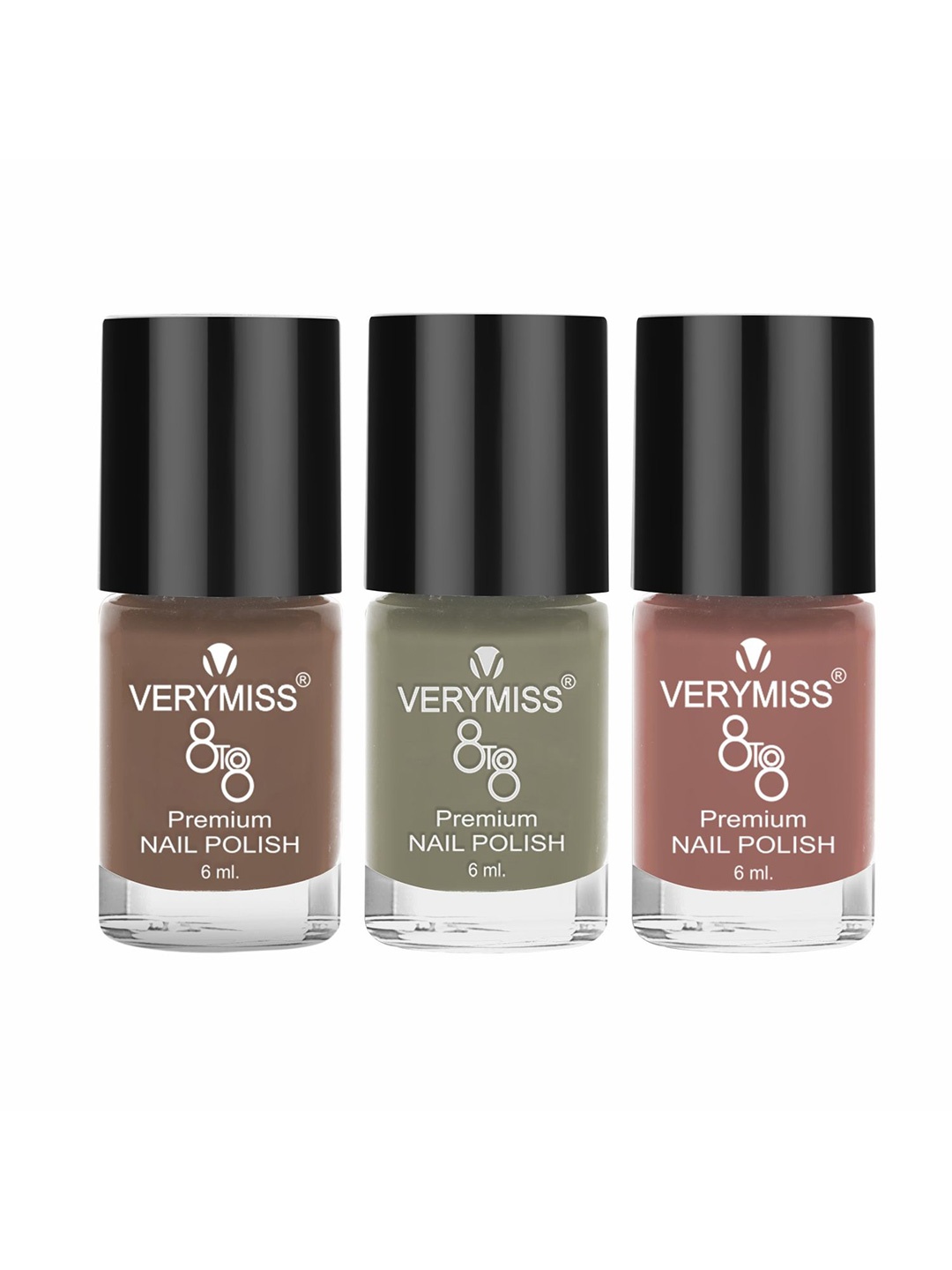 

VERYMISS Set Of 3 8 To 8 Premium Long Lasting Nail Polish - Shade 262-266-268, Brown