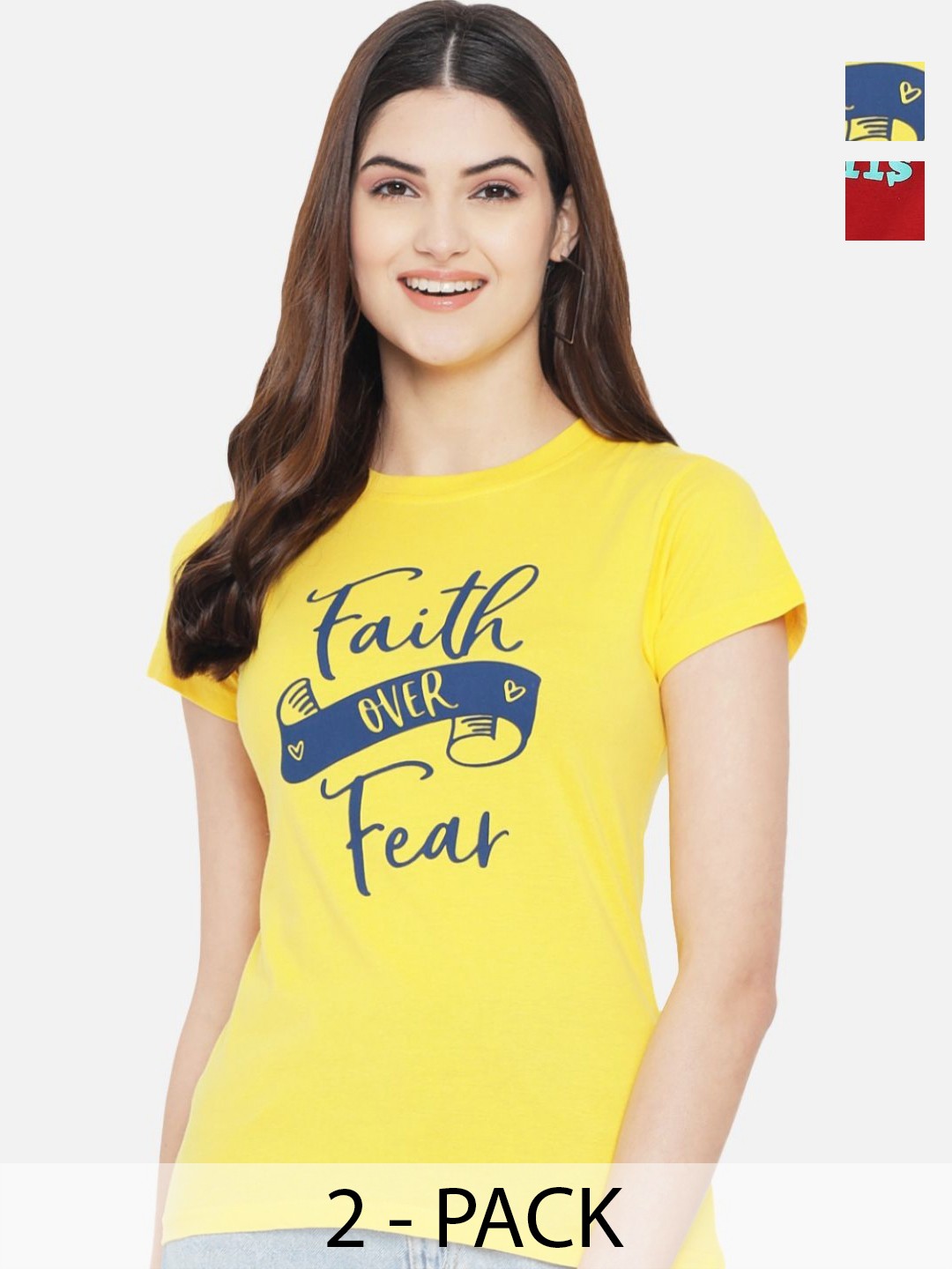 

Tromko Women Typography Printed Round Neck Cotton Regular Fit T-shirt, Yellow