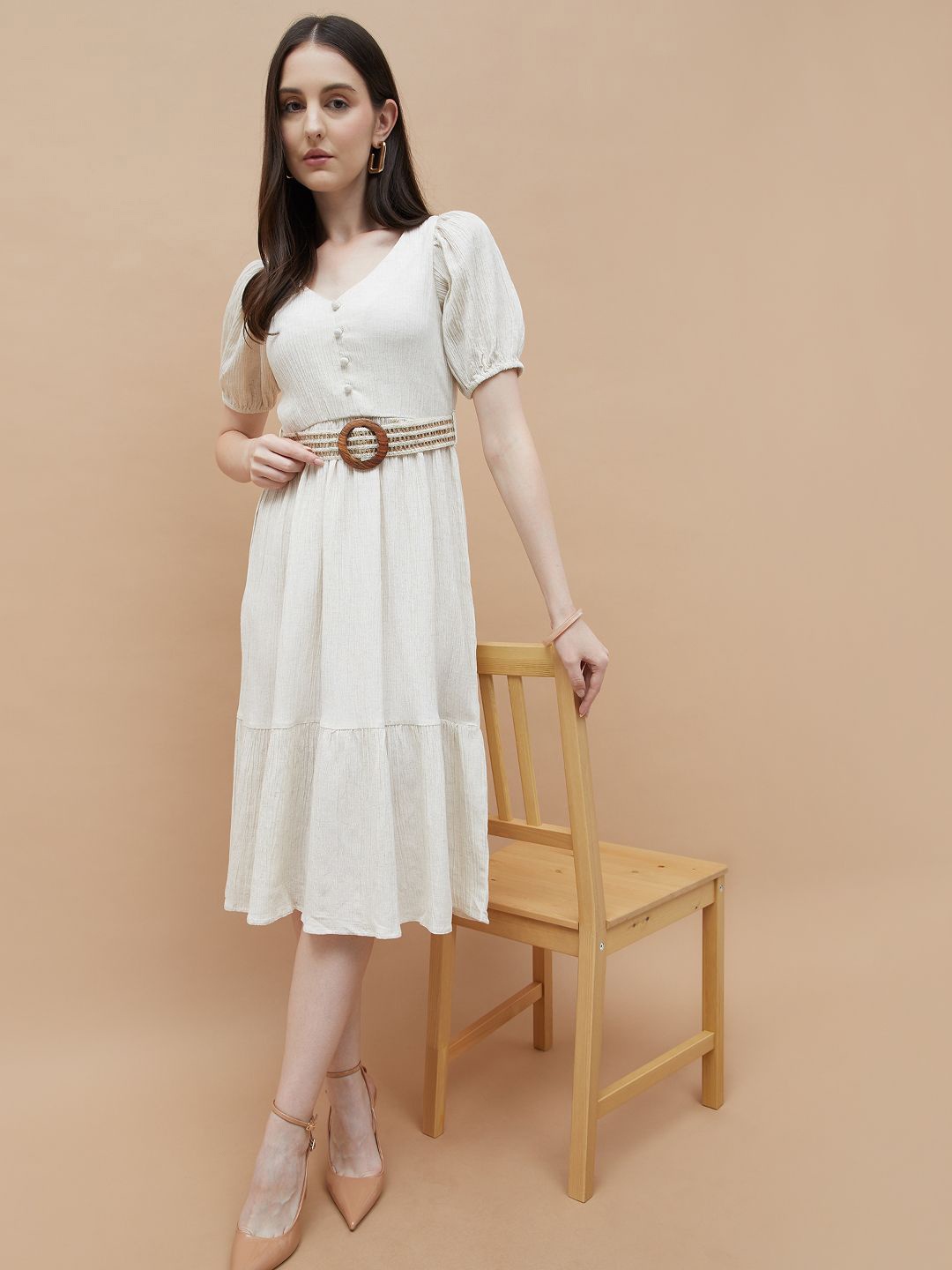 

CODE by Lifestyle Women Cotton Fit & Flare Dress, Off white
