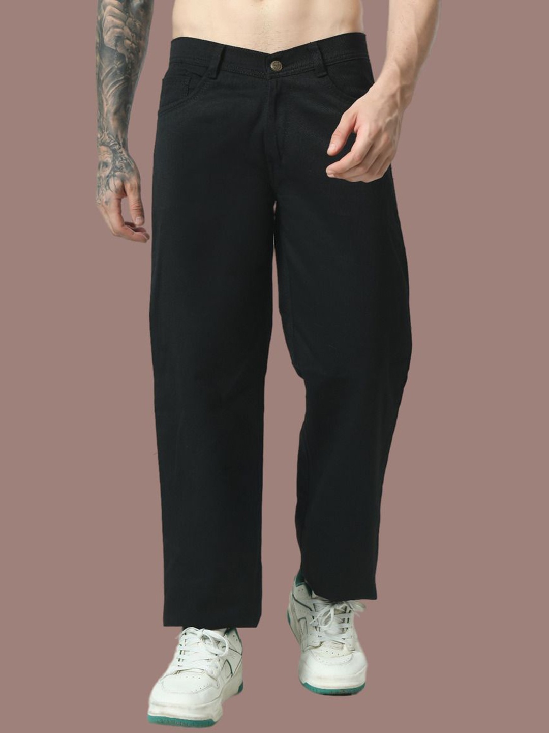 

LINARIA Men Classic Straight Fit Stretchable Jeans, Black