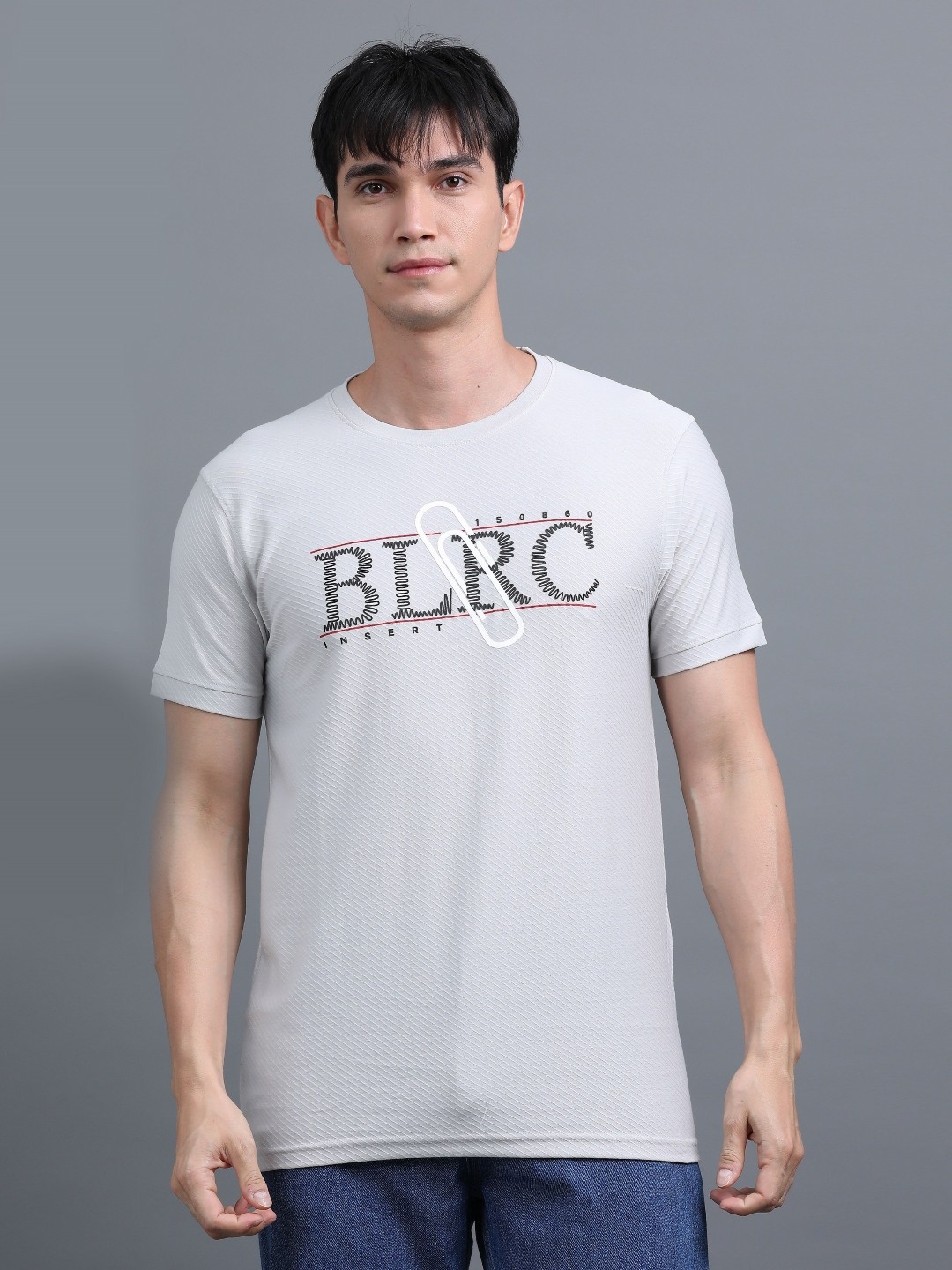 

BLUE ARC Men Graphic Printed Round Neck T-shirt, Grey