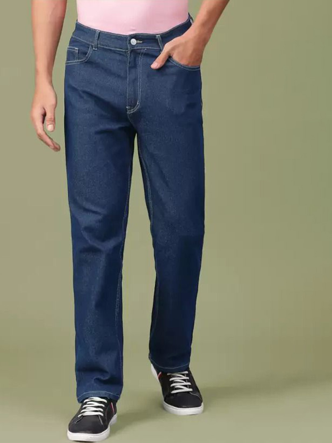 

LINARIA Men Classic Relaxed Fit Mid-Rise Cotton Jeans, Blue