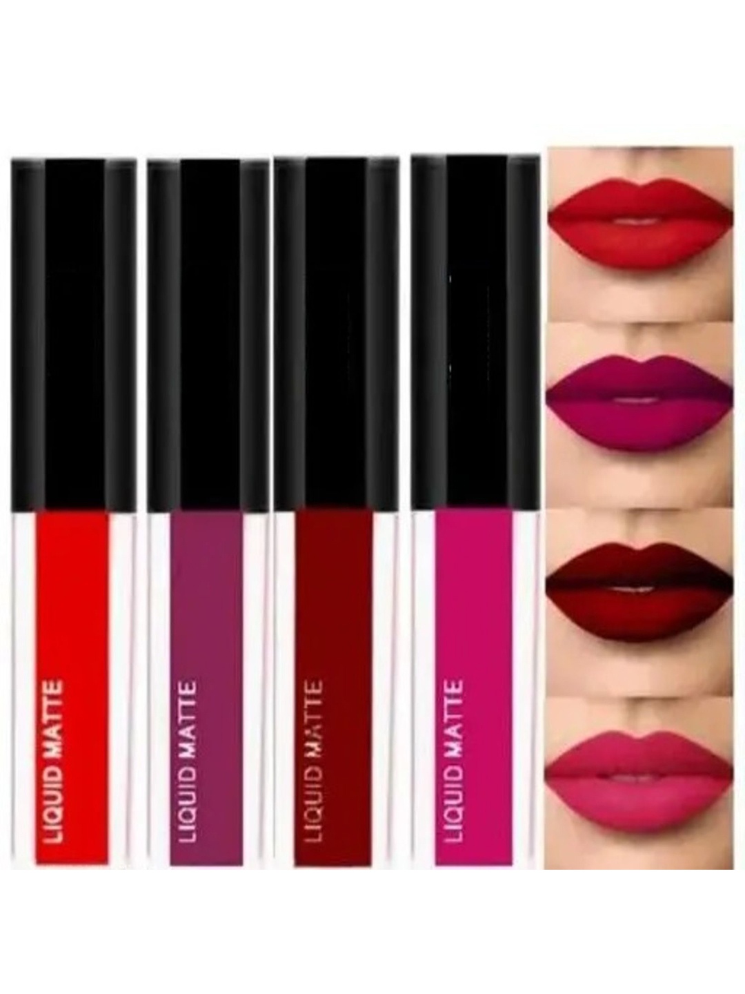 

Fusion Fly Set Of 4 Non Transfer Long Lasting Liquid Matte Lipstick - 10 g Each, Red