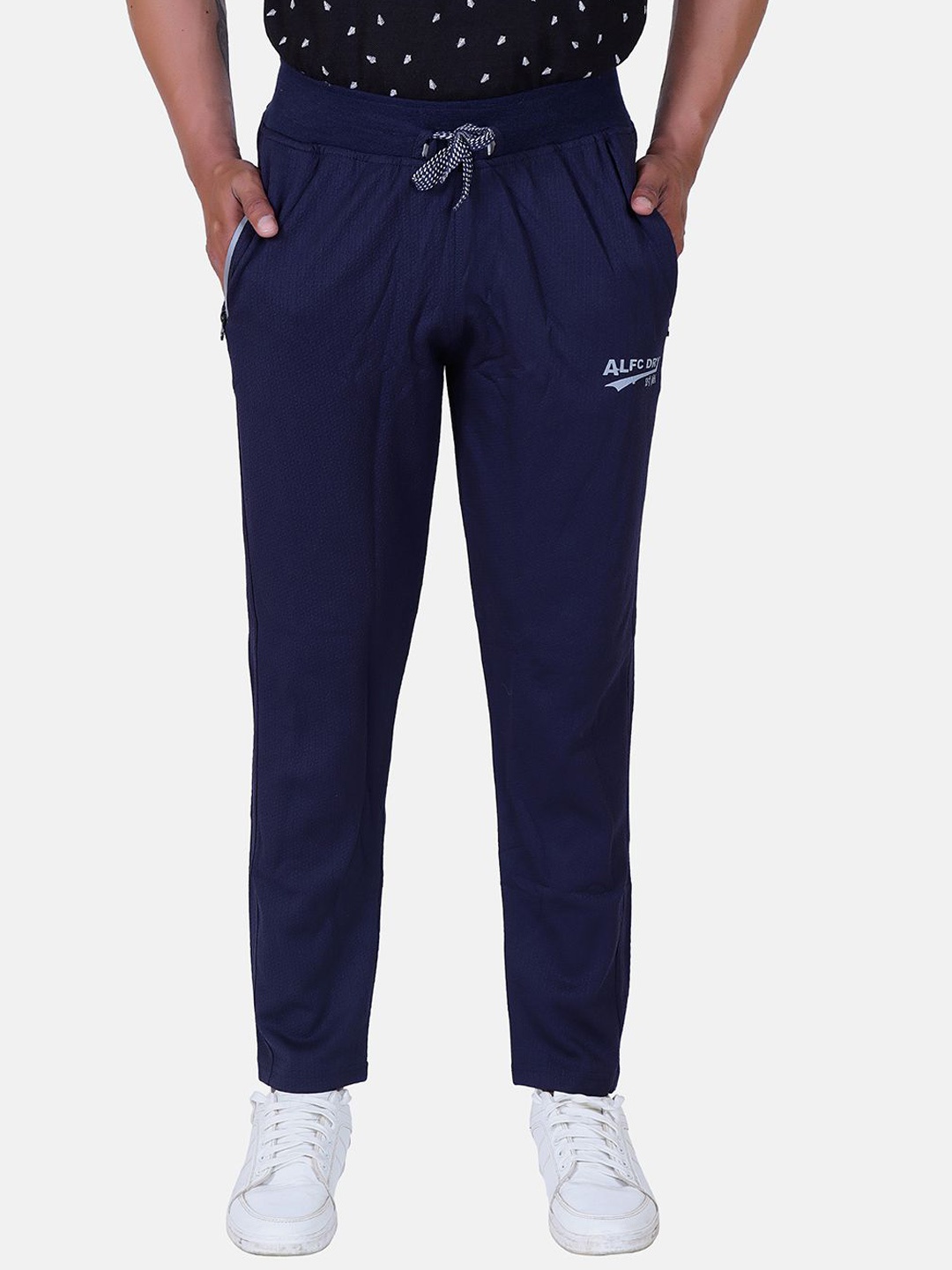 

BAESD Men Mid-Rise Dri-FIT Tapered-Fit Track Pants, Navy blue