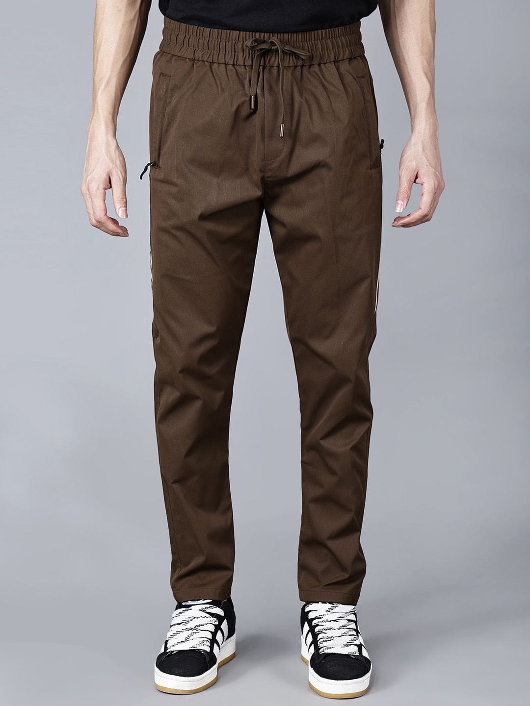 

Fort Collins Men Striped Mid Rise Cotton Anti Odour Relaxed Fit Track Pants, Brown