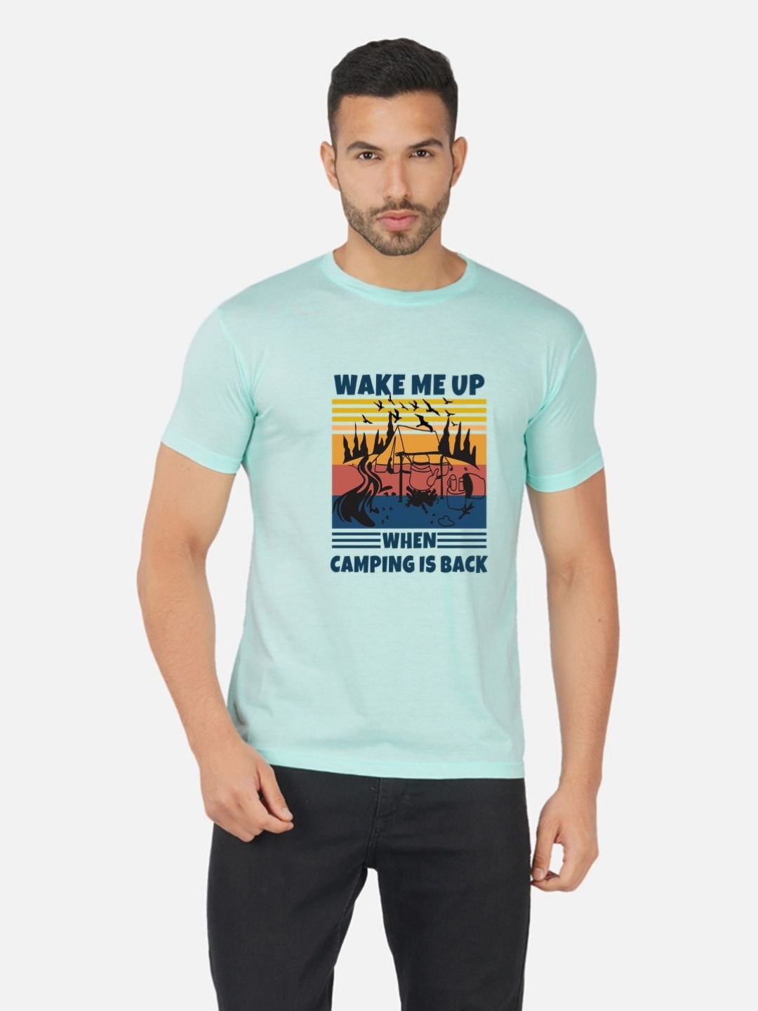 

Moda Rapido Men Bio Finish Graphic Printed Round Neck Cotton T-shirt, Sea green