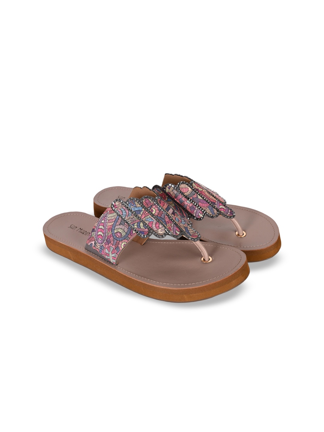 

San Marino by Shoe Bank Women Ethnic Open Toe Flats, Purple