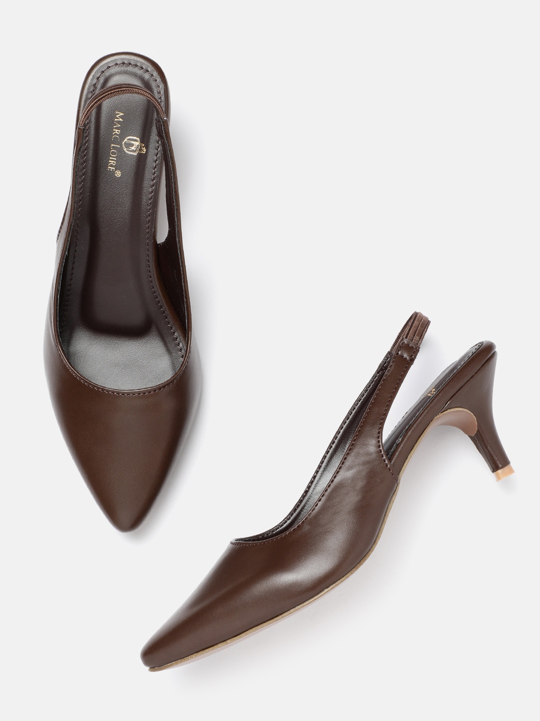 

Marc Loire Pointed Toe Kitten Pumps, Brown
