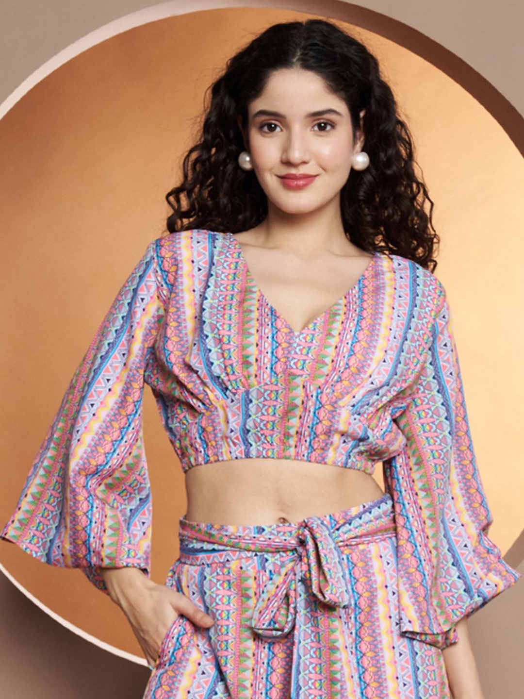 

BRINNS Printed Regular Crop Top, Pink