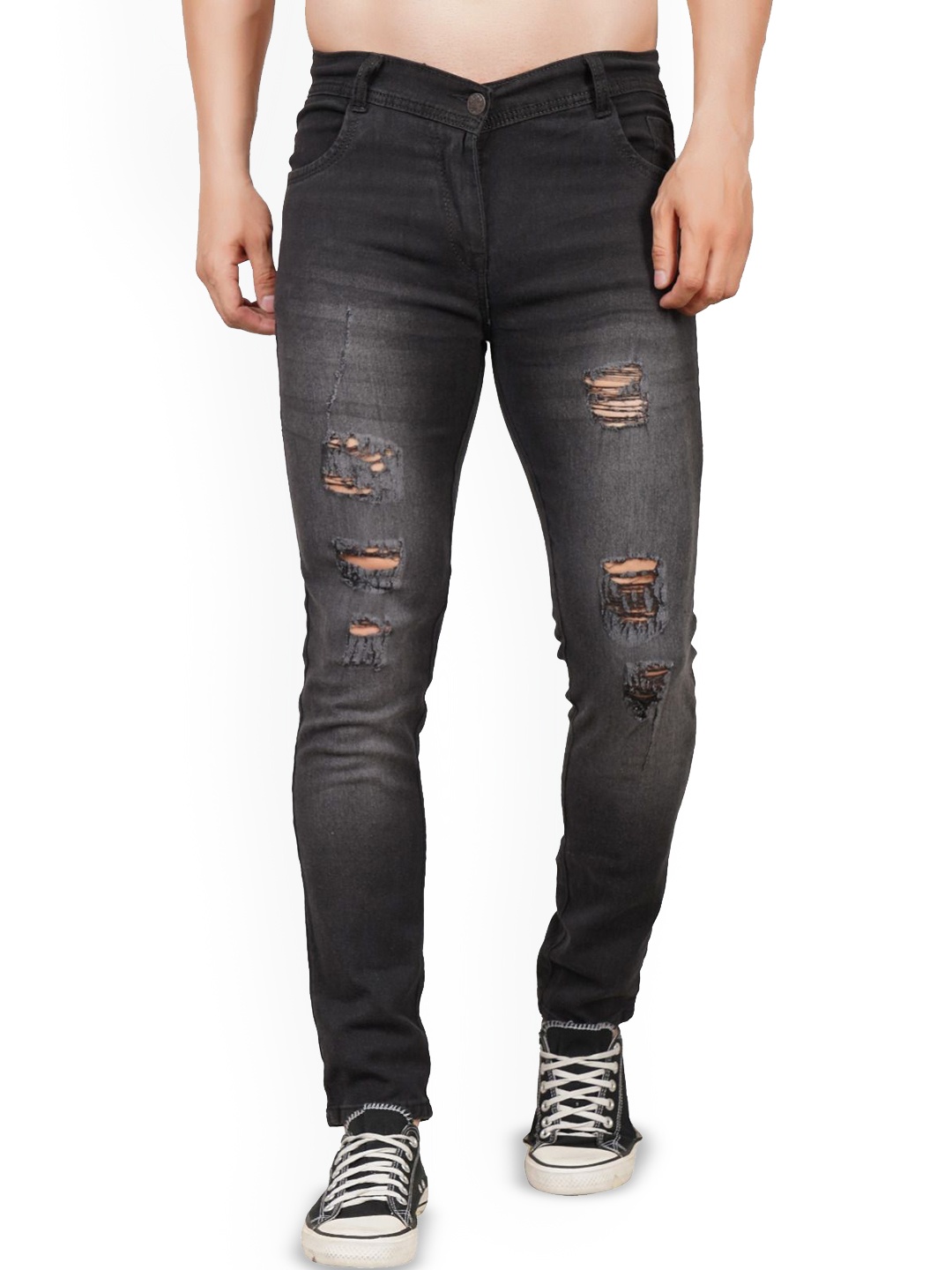 

LINARIA Men Cotton Classic Slim Fit Mid-Rise Jeans, Grey