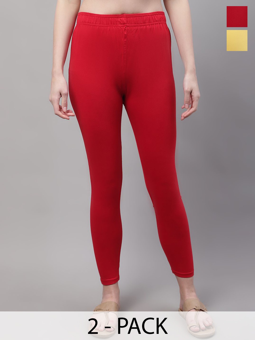 

Valles365 by S.C. Women Pack Of 2 Cotton Ankle Length Leggings, Red