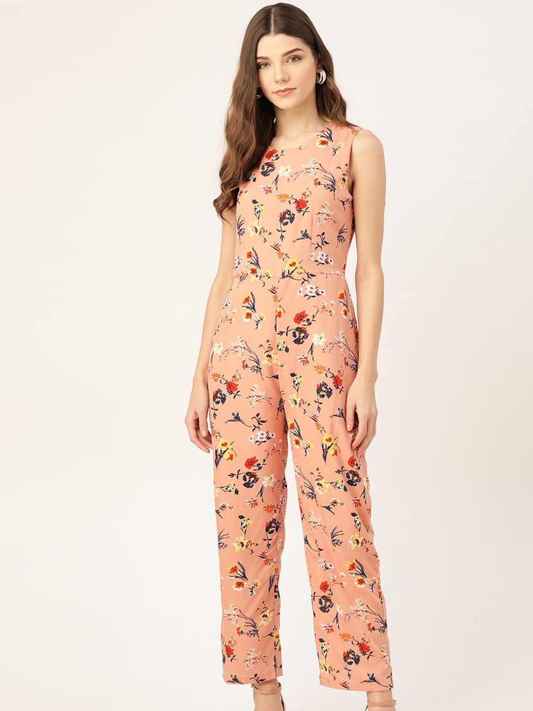 

DODO & MOA Floral Printed Basic Jumpsuit, Peach