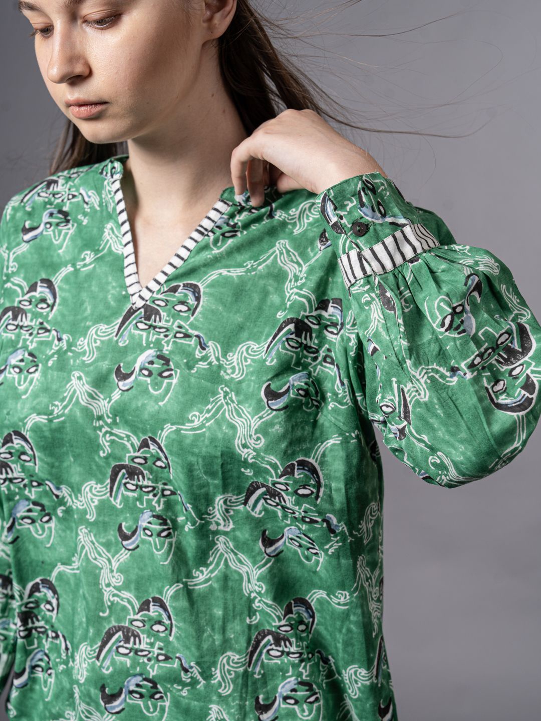 

WildMoss Print Longline Top, Green
