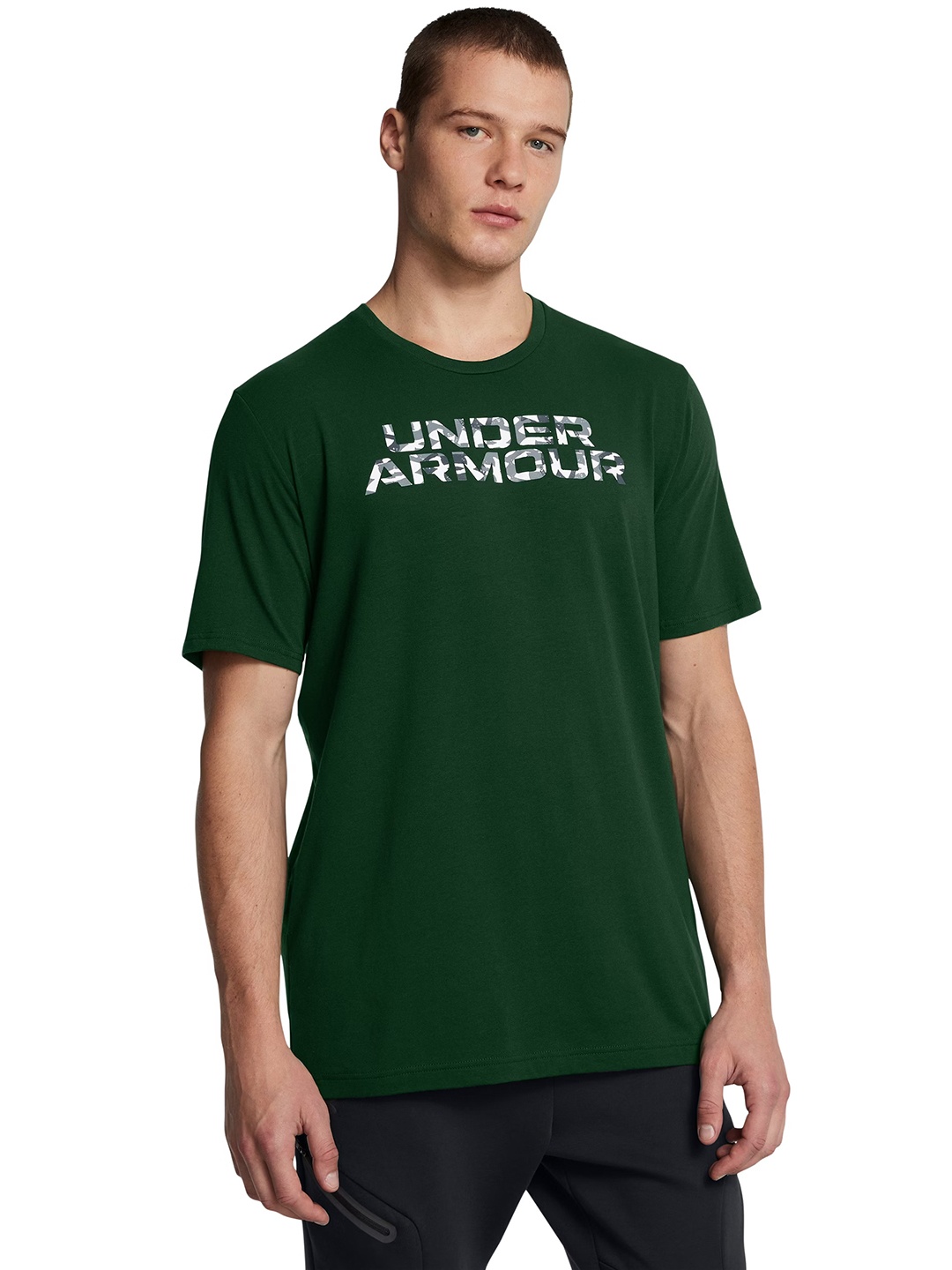 

UNDER ARMOUR Typography Printed Stamped Wordmark T-shirt, Green