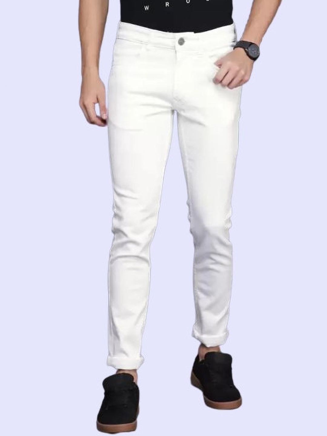 

LINARIA Men Classic Mid-Rise Slim Fit Jeans, White