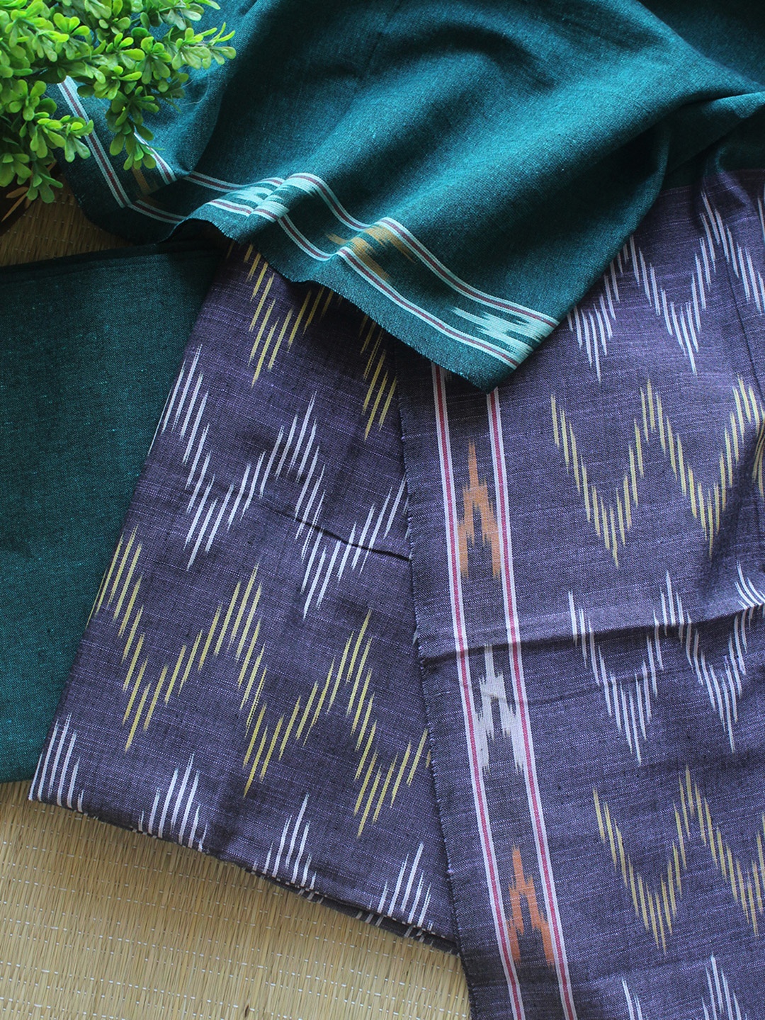 

Weaves of Tradition Geometric Woven Design Pure Cotton Unstitched Dress Material, Violet