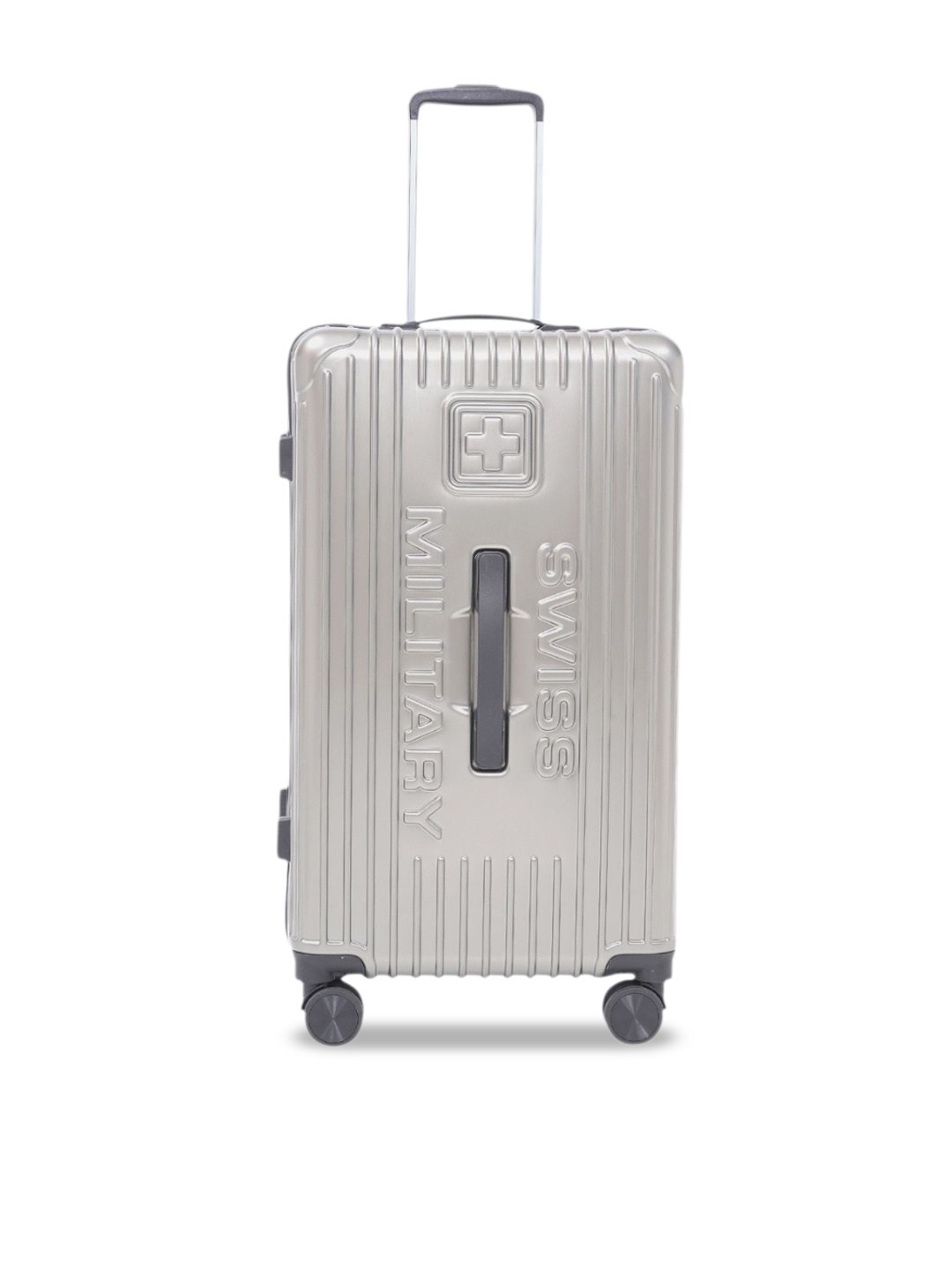 

SWISS MILITARY Unisex Textured Hard-Sided Large Trolley Suitcase, Silver