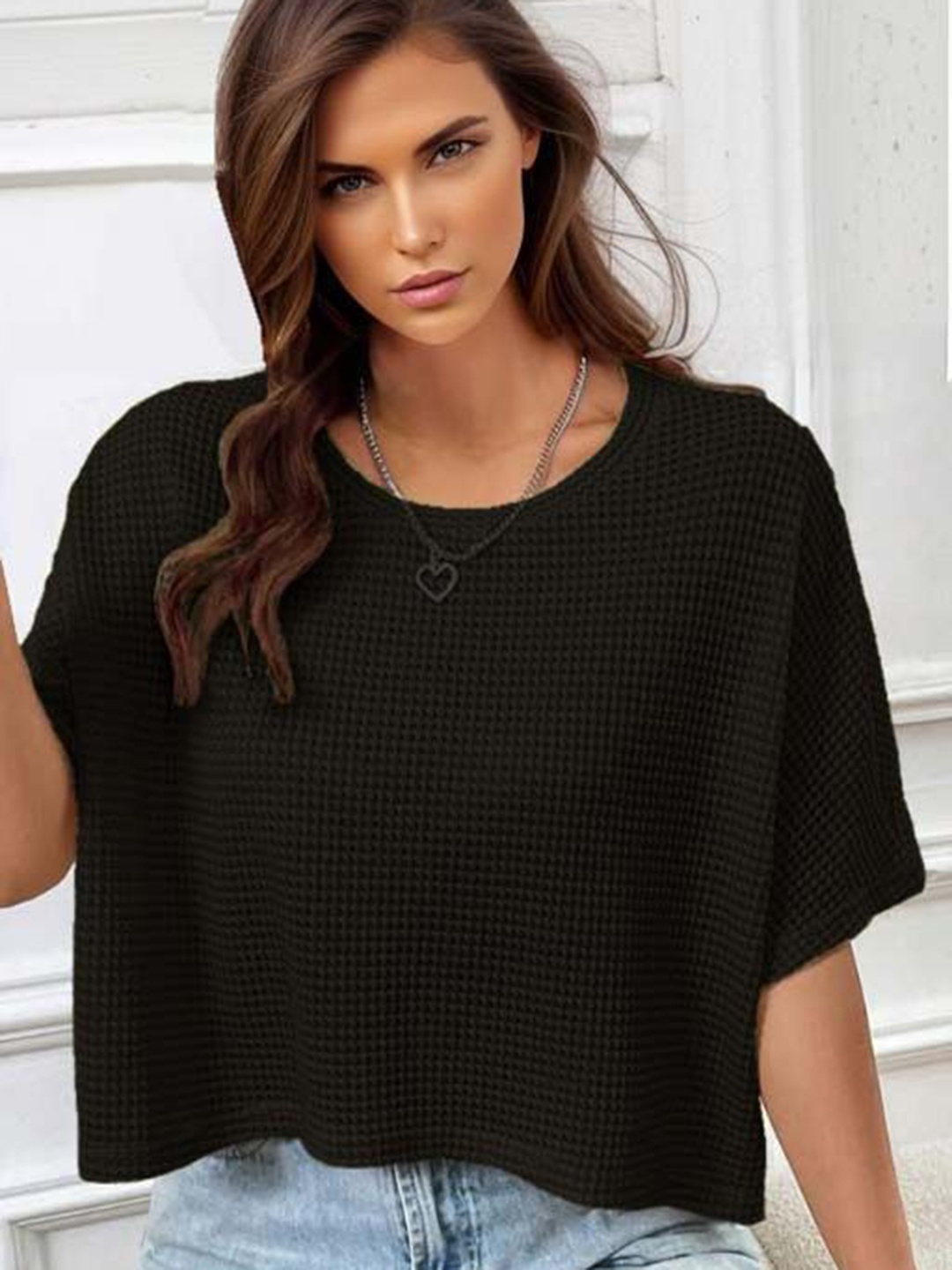 

PIVL Women Extended Sleeves Pockets T-shirt, Black