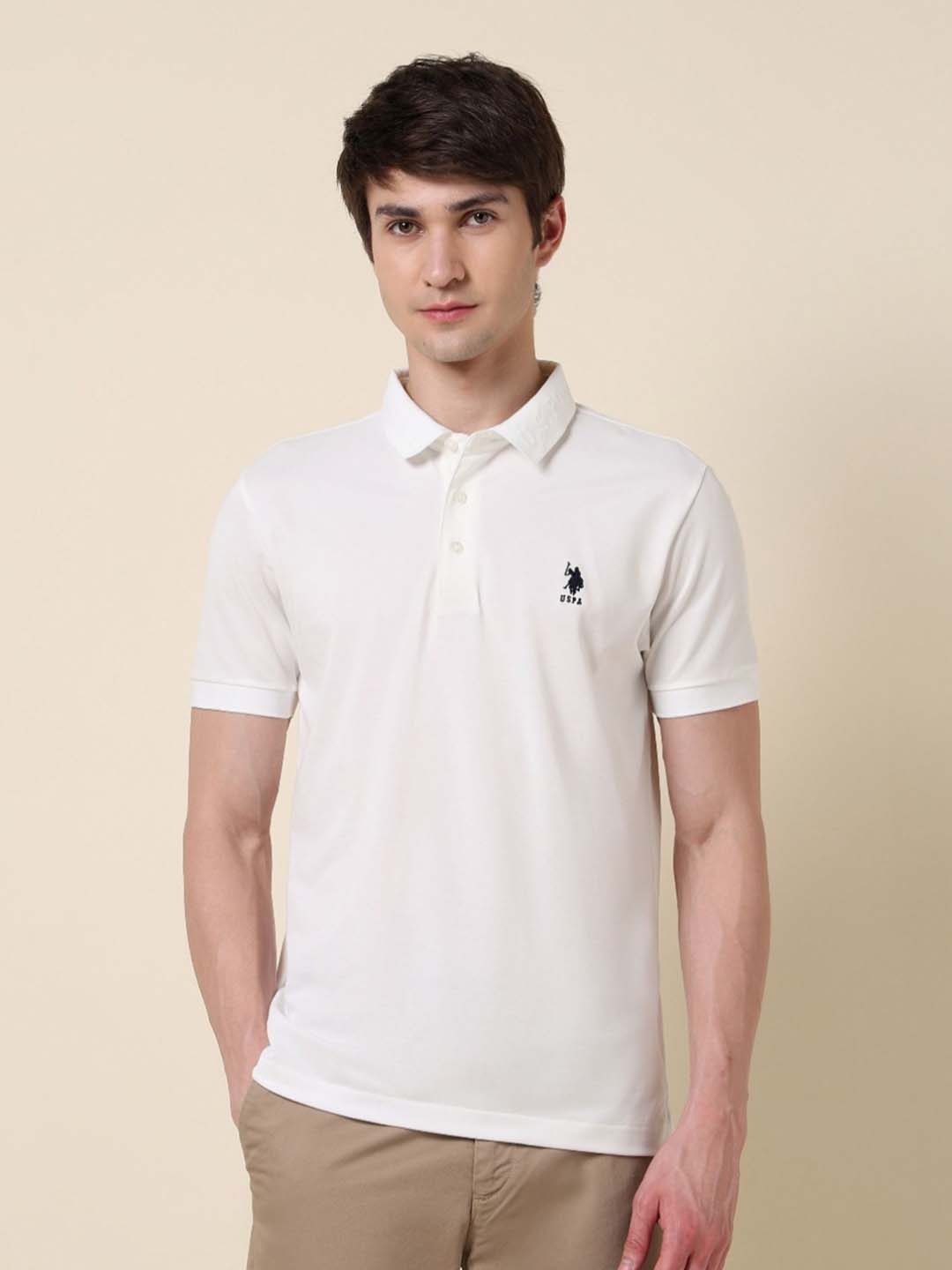 

U.S. Polo Assn. Men Polo Collar Slim Fit T-shirt, White