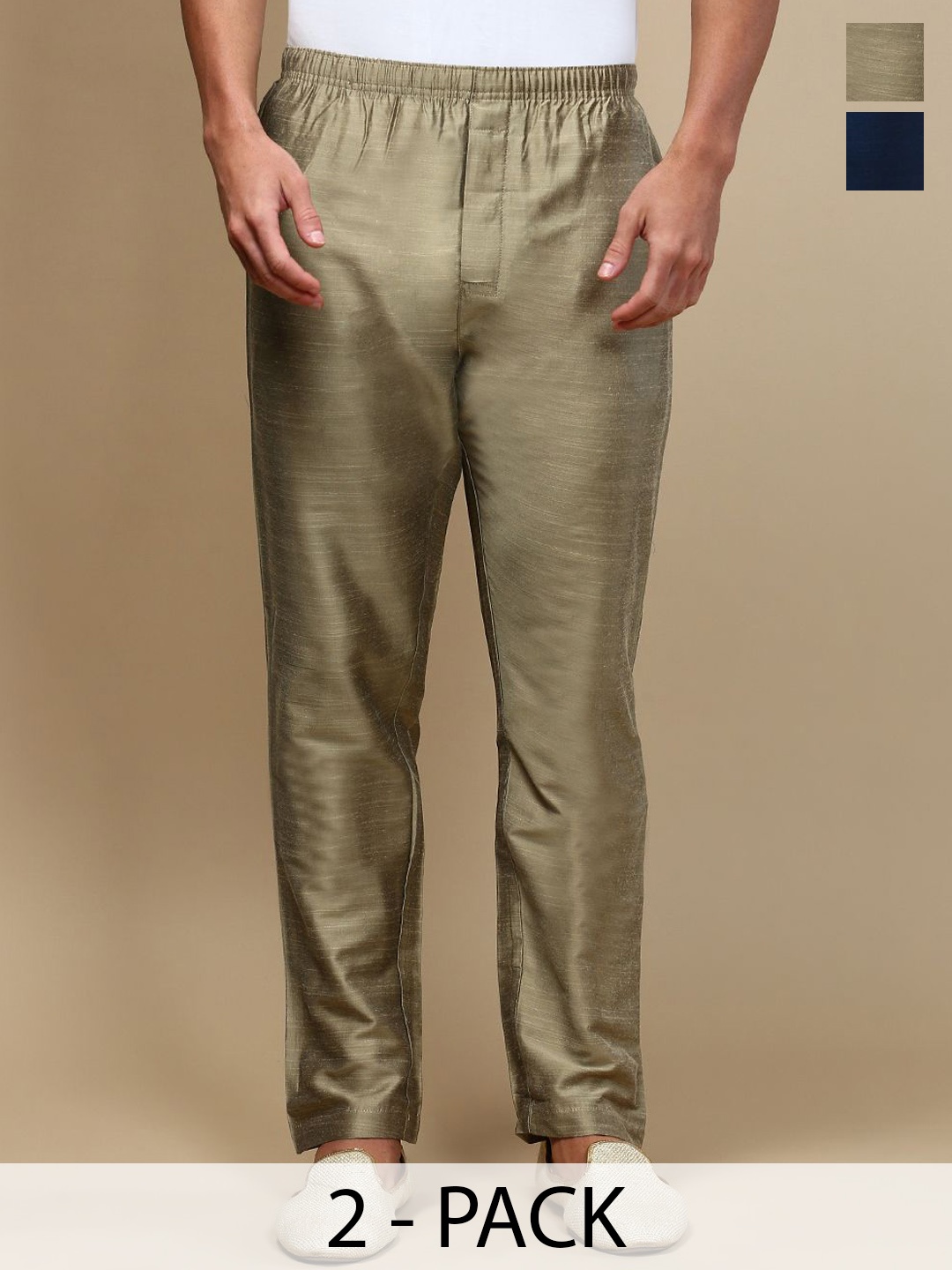 

WHITE HEART Pack Of 2 Mid Rise Pyjamas, Gold