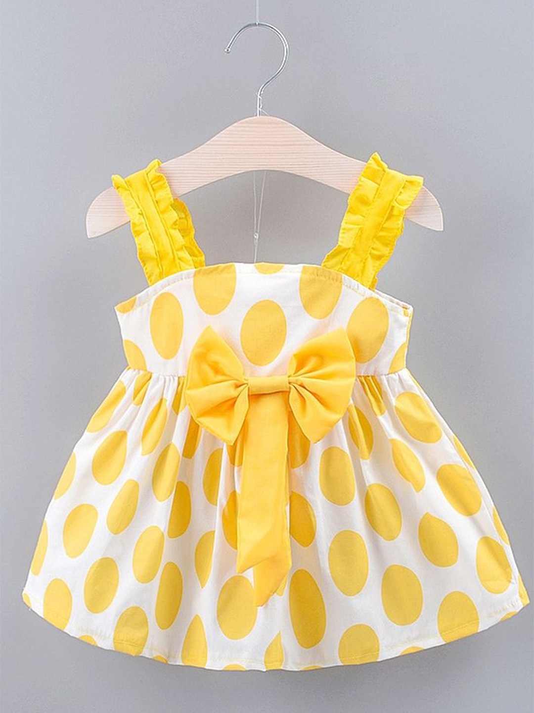 

LULU & SKY Polka Dot Print Empire Dress, Yellow