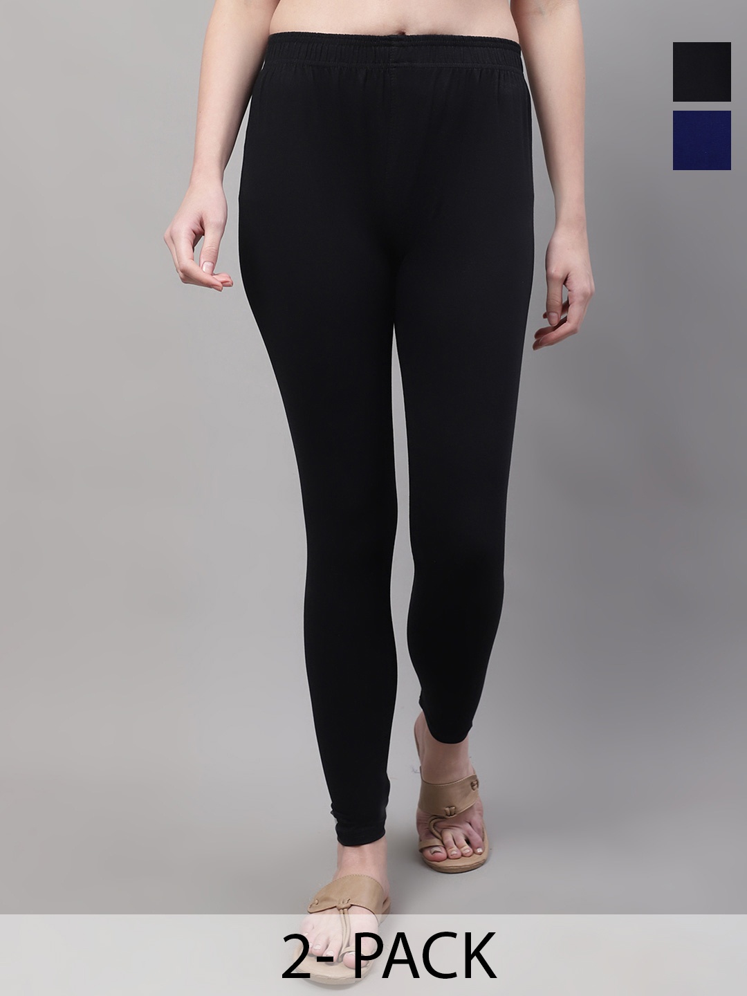 

Valles365 by S.C. Women Pack Of 2 Slim-Fit Mid-Rise Ankle-Length Leggings, Black