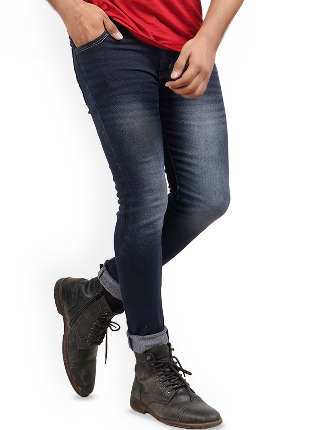 

LINARIA Men Classic Slim Fit Light Fade Cotton Jeans, Blue