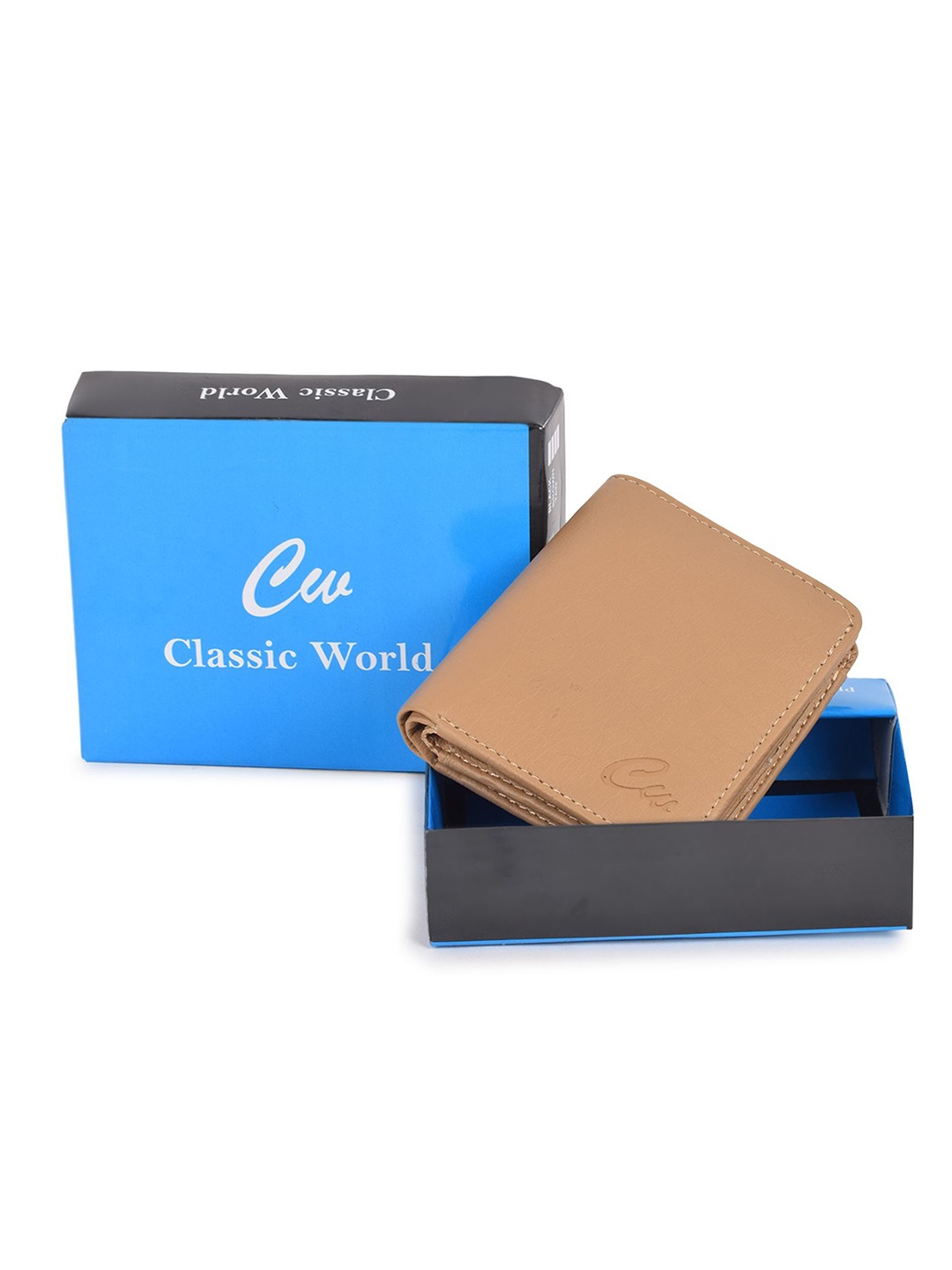 

classic world Men PU Two Fold Wallet, Cream