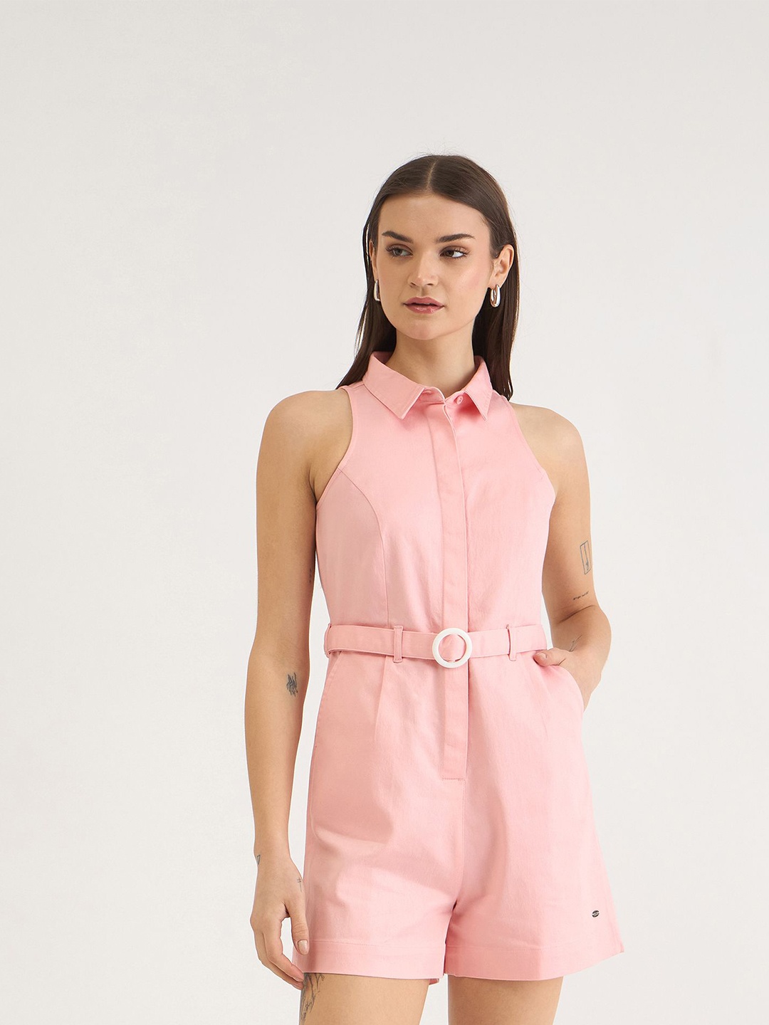

ELLE Women Solid Playsuit, Pink