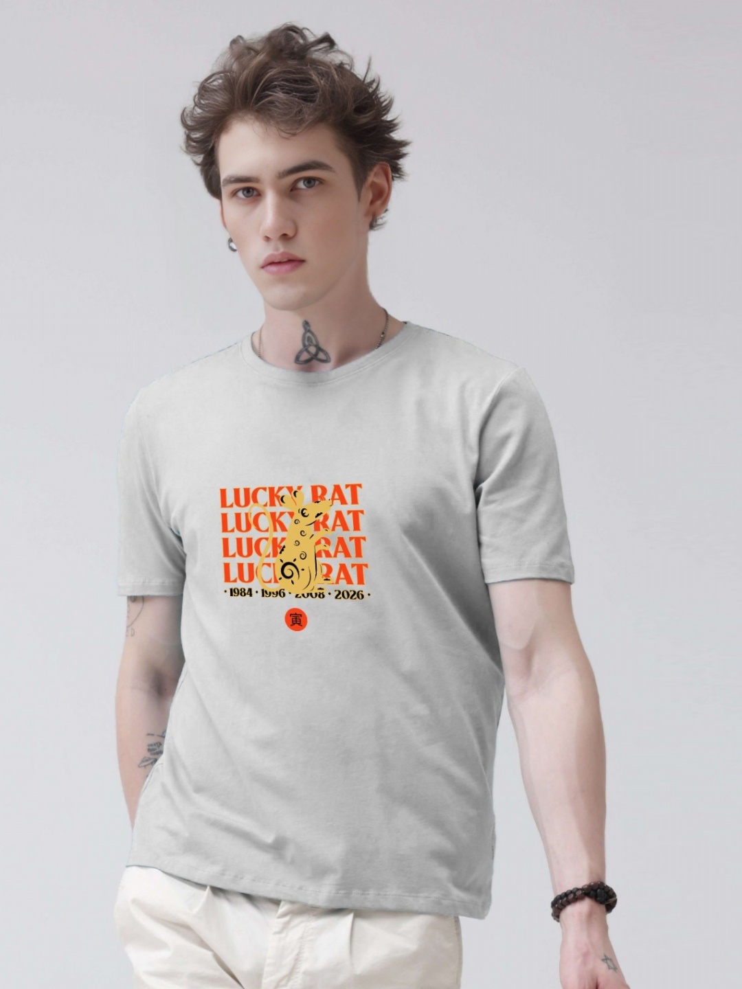 

Enciger Men Printed Applique T-shirt, Grey
