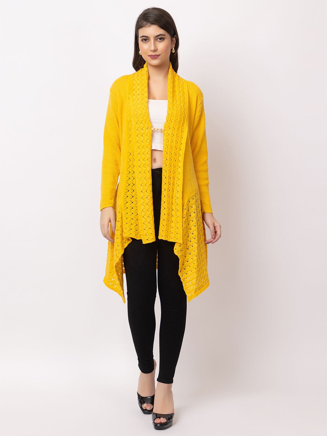 

Dadu Dayal Women Longline Shrug, Yellow