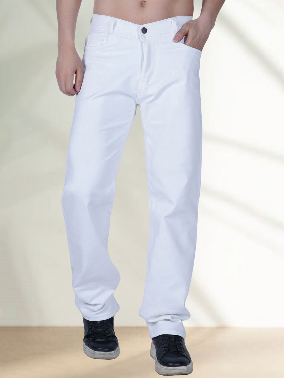 

LINARIA Men Classic Relaxed Fit Stretchable Jeans, White