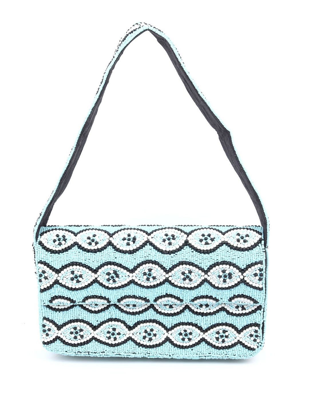 

ODETTE Women Textured Structured Handheld Bag, Turquoise blue