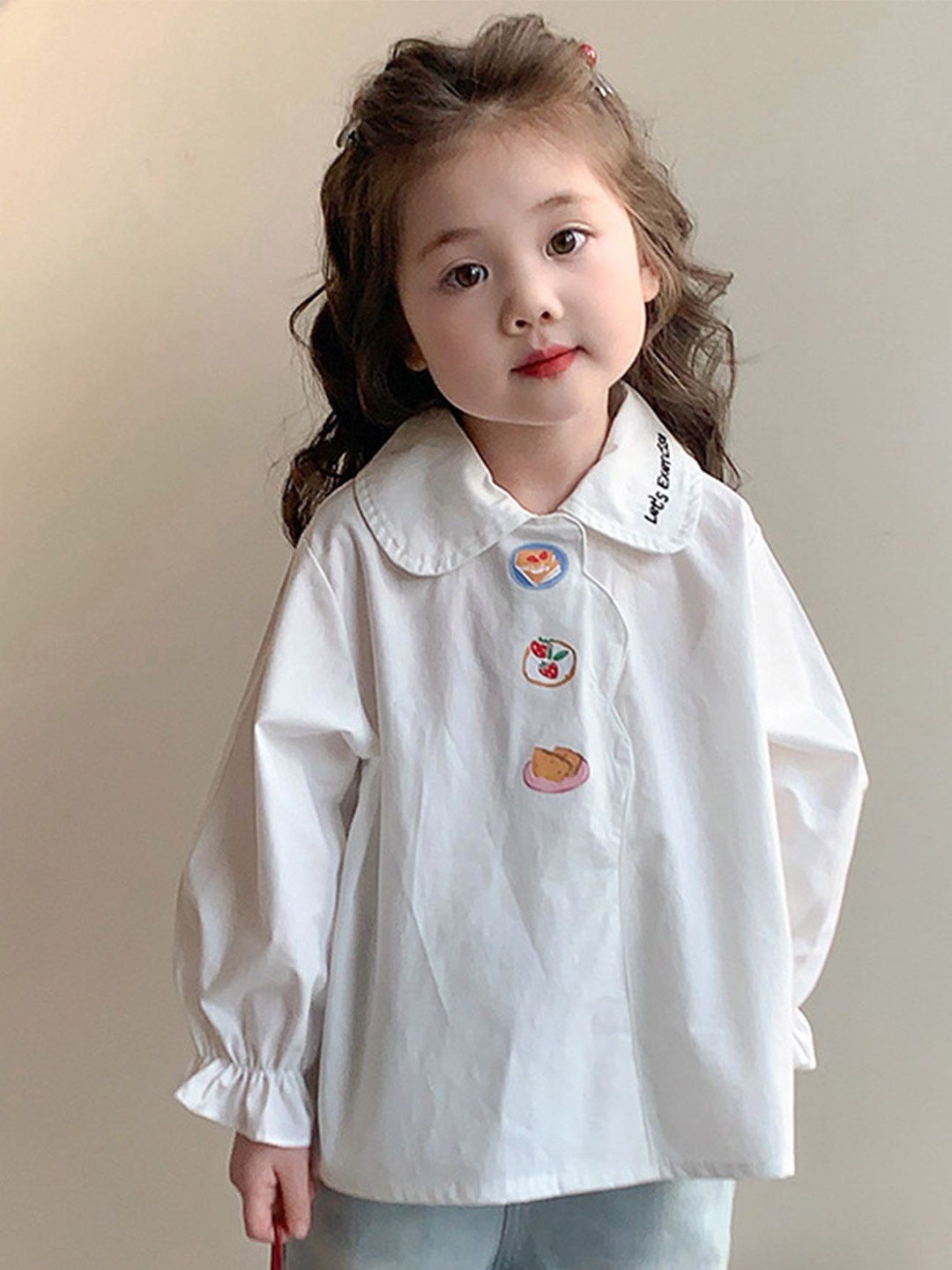 

LULU & SKY Girls Opaque Casual Shirt, White