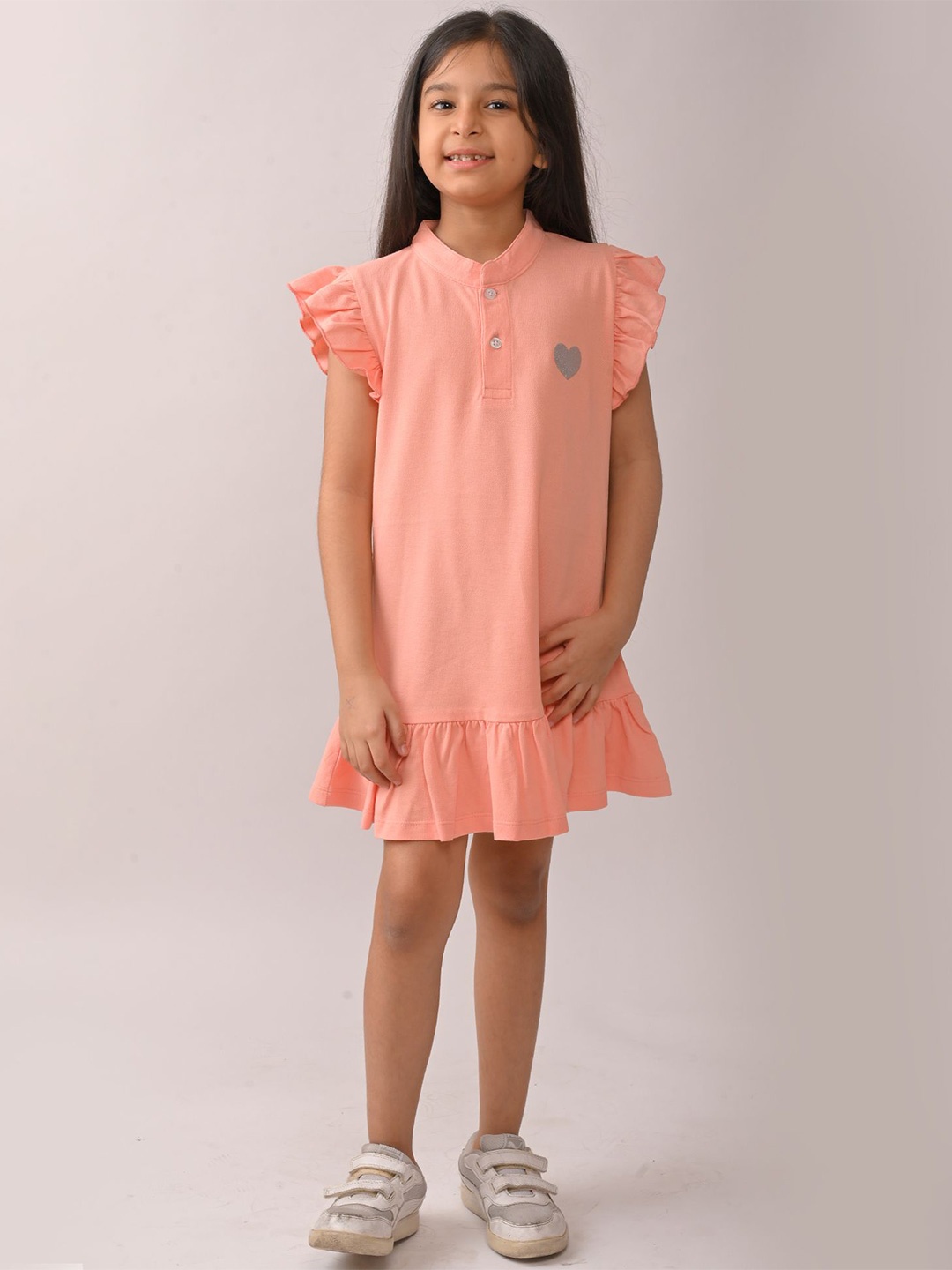

Anthrilo Girls Summer Silver Heart Dress, Peach